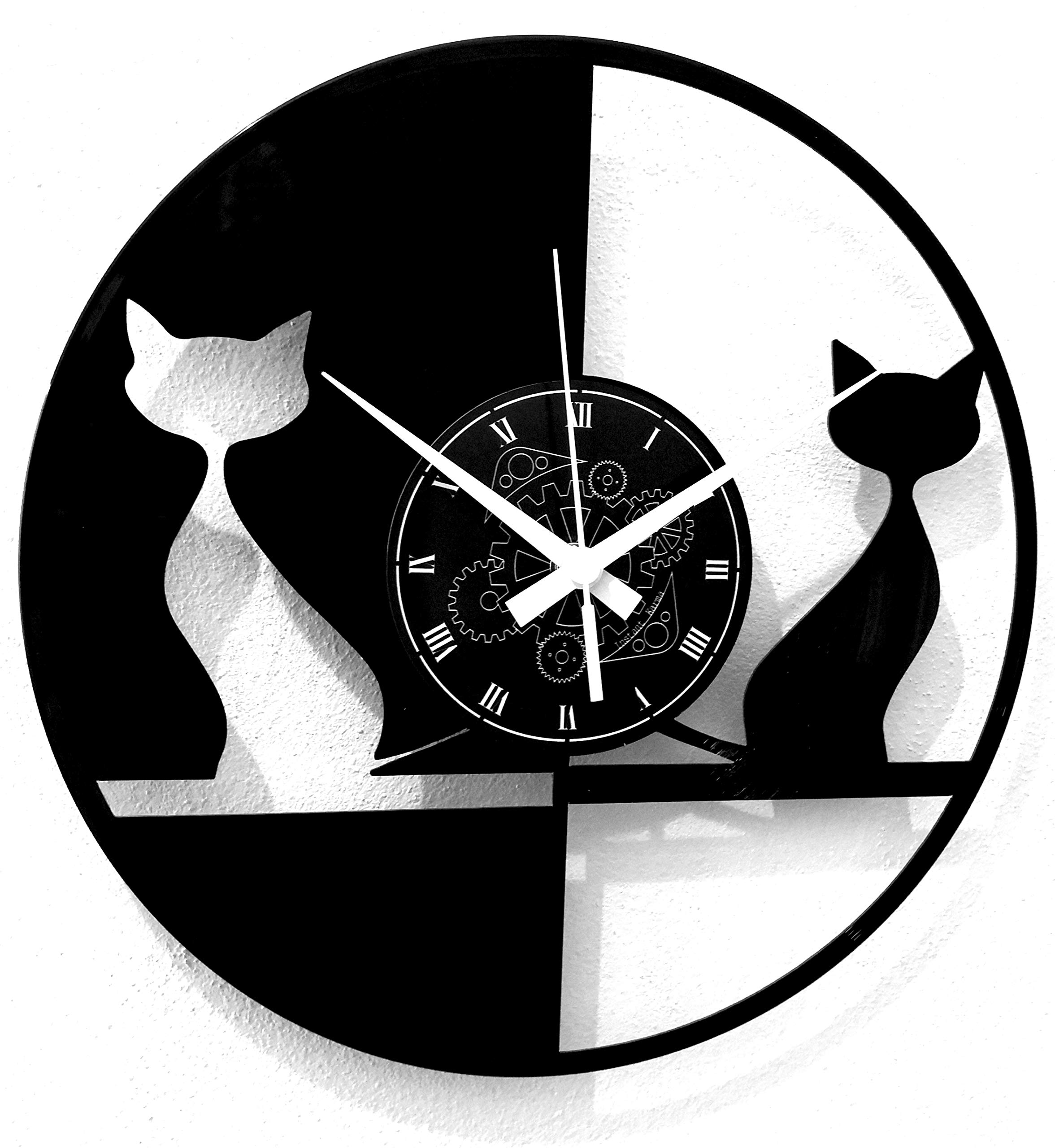 Instant Karma Clocks Specular Wall Clock Cat Animal Cat Theme Cats, Vinyl, Vintage, Handmade