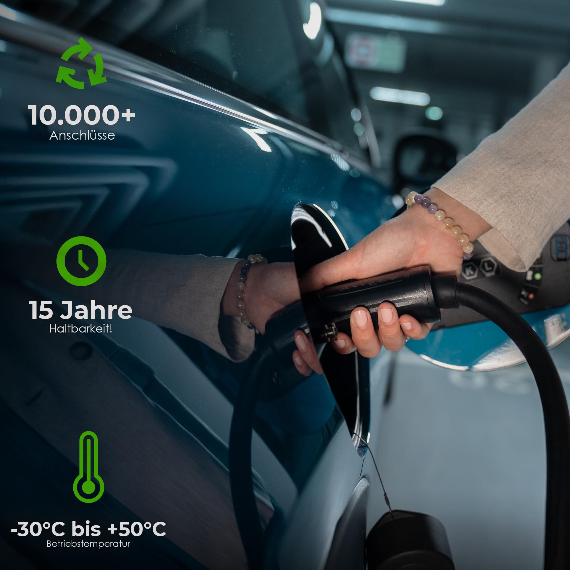 Kabel do ładowania typu 2, 10 m, do samochodu elektrycznego PHEV Hybrid 7,2 kW, 32 A, kabel do ładowania 1-fazowy, 10 m, kompatybilny z i3, iX, ID.3, ID.4, e-Golf, e-Up!, Leaf, Q4 E-Tron,