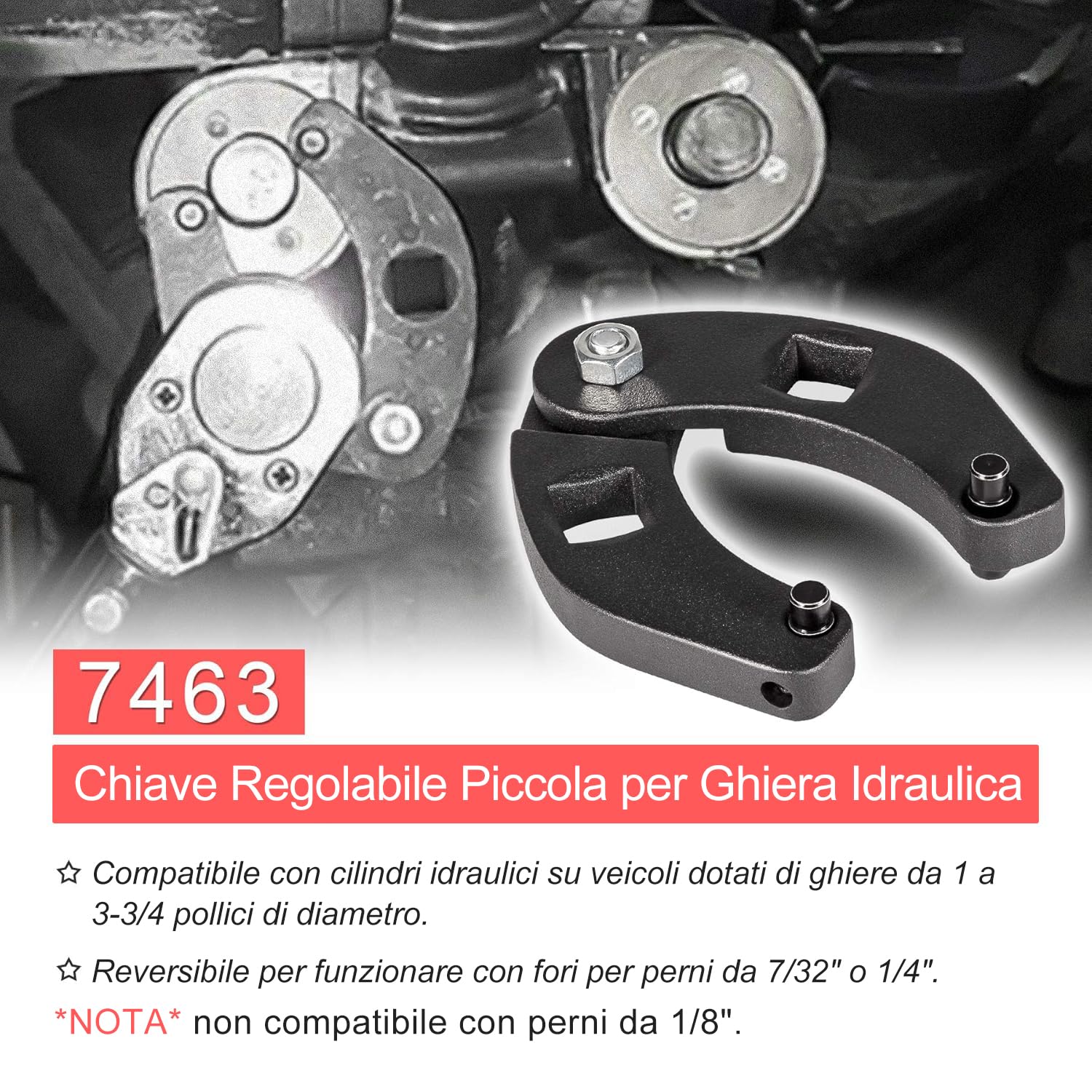 Set di 2 Chiavi Regolabili per Cilindro Idraulico 1266 7463, Attrezzo per Dado a Ghiandola Grande e Piccolo 1-6 Pollici, per Macchine Agricole e Cantieri