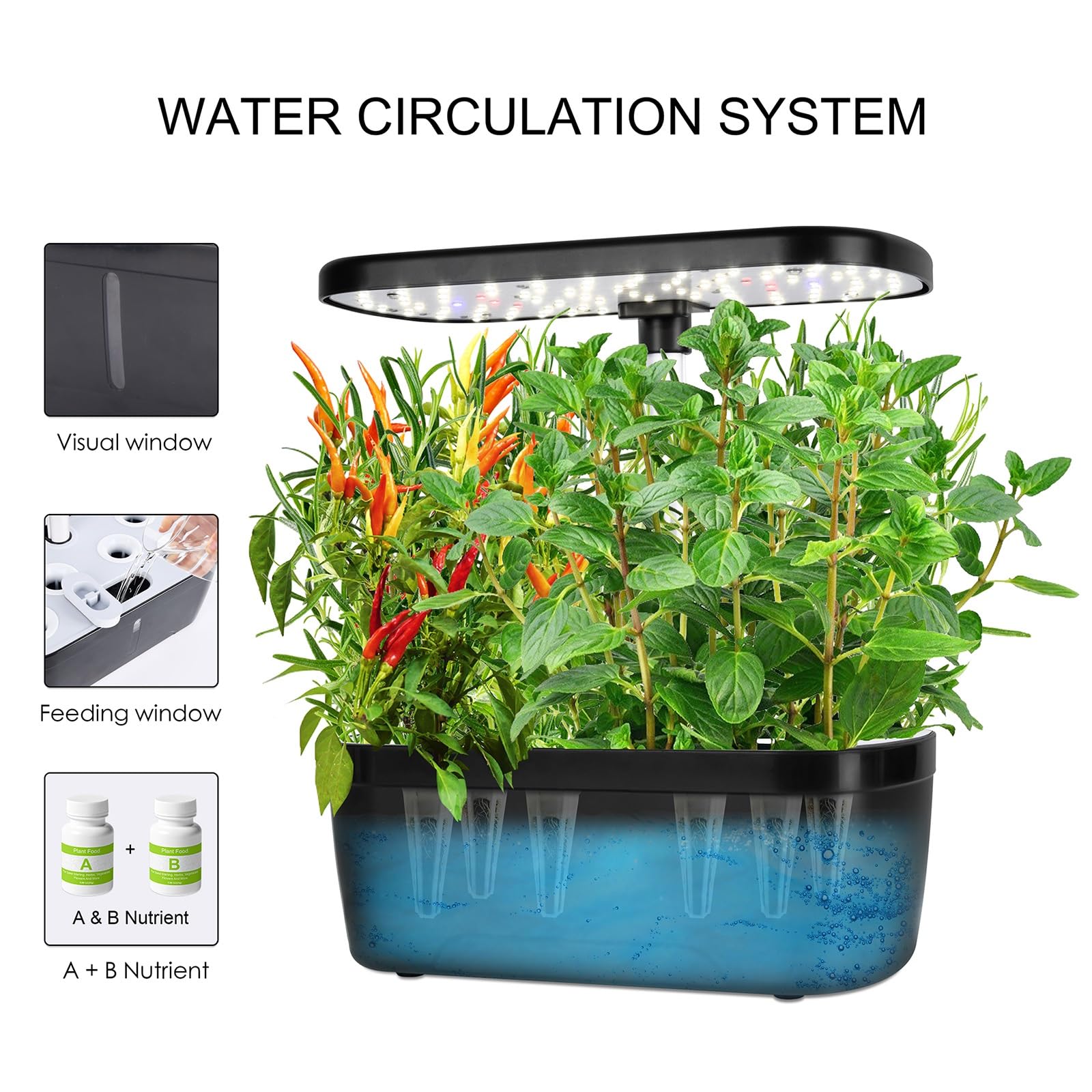 12 Pods Hydroponics Growing System, Indoor Herb Garden with LED Grow Light, Plants Germination Kit with Automatic Timer, Smart Garden Planter, Height Adjustable, for Home & Kitchen Gardening