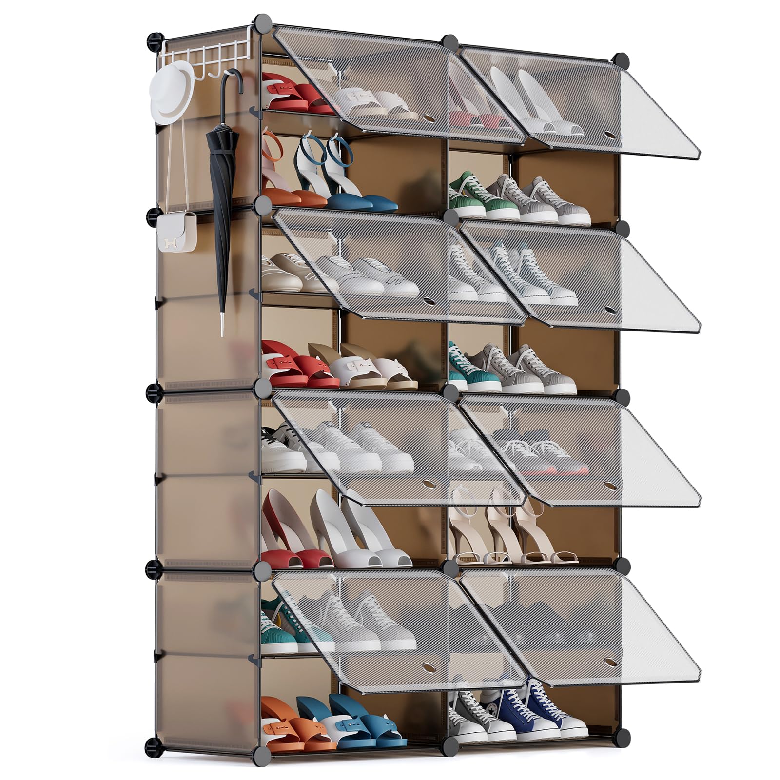HOMIDEC Meuble à Chaussures 7 Niveaux - Range Jusqu'à 28 Paires - Idéal Pour Entrée, Salon Ou Chambre