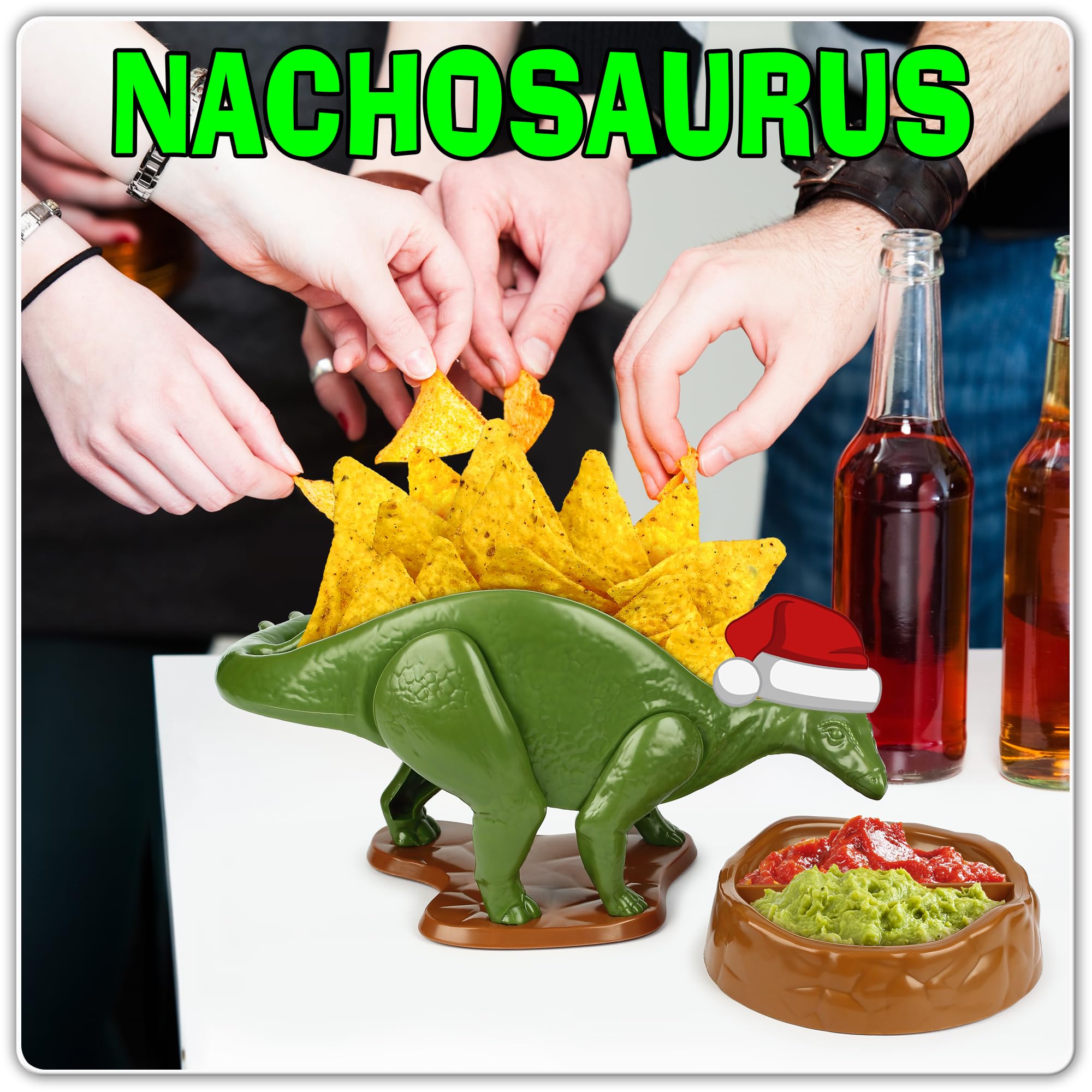Funwares Original Nachosaurus Snack and Dip Set, Dinosaur Nacho Holder