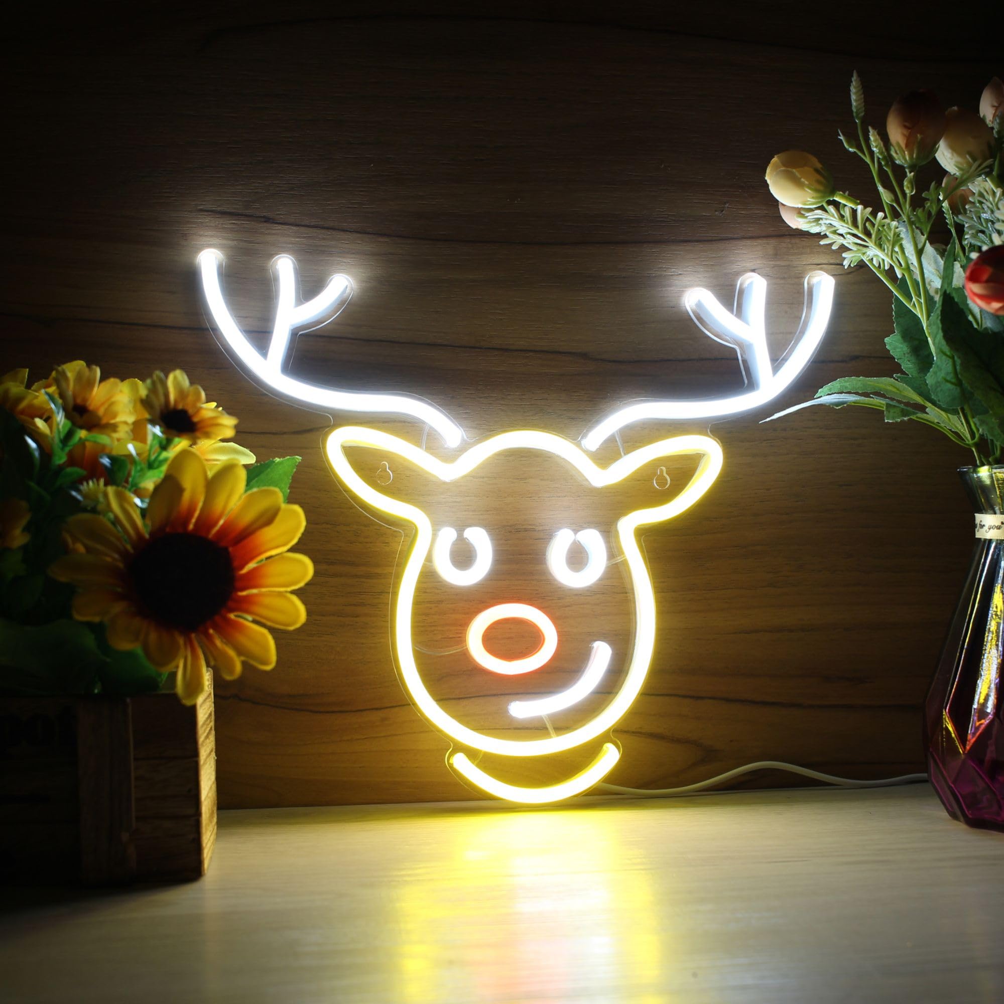 ADVPRO Letrero de neón LED de silicona flexible con cara de ciervo, multicolor 5, st16s66-fnu0100-m5