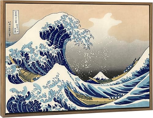Miniatura 15 de Wieco Art – Arte enmarcado La Gran Ola de Kanagawa de Katsushika Hokusai; impresiones Giclée en lienzo, arte de pared, pinturas abstractas de