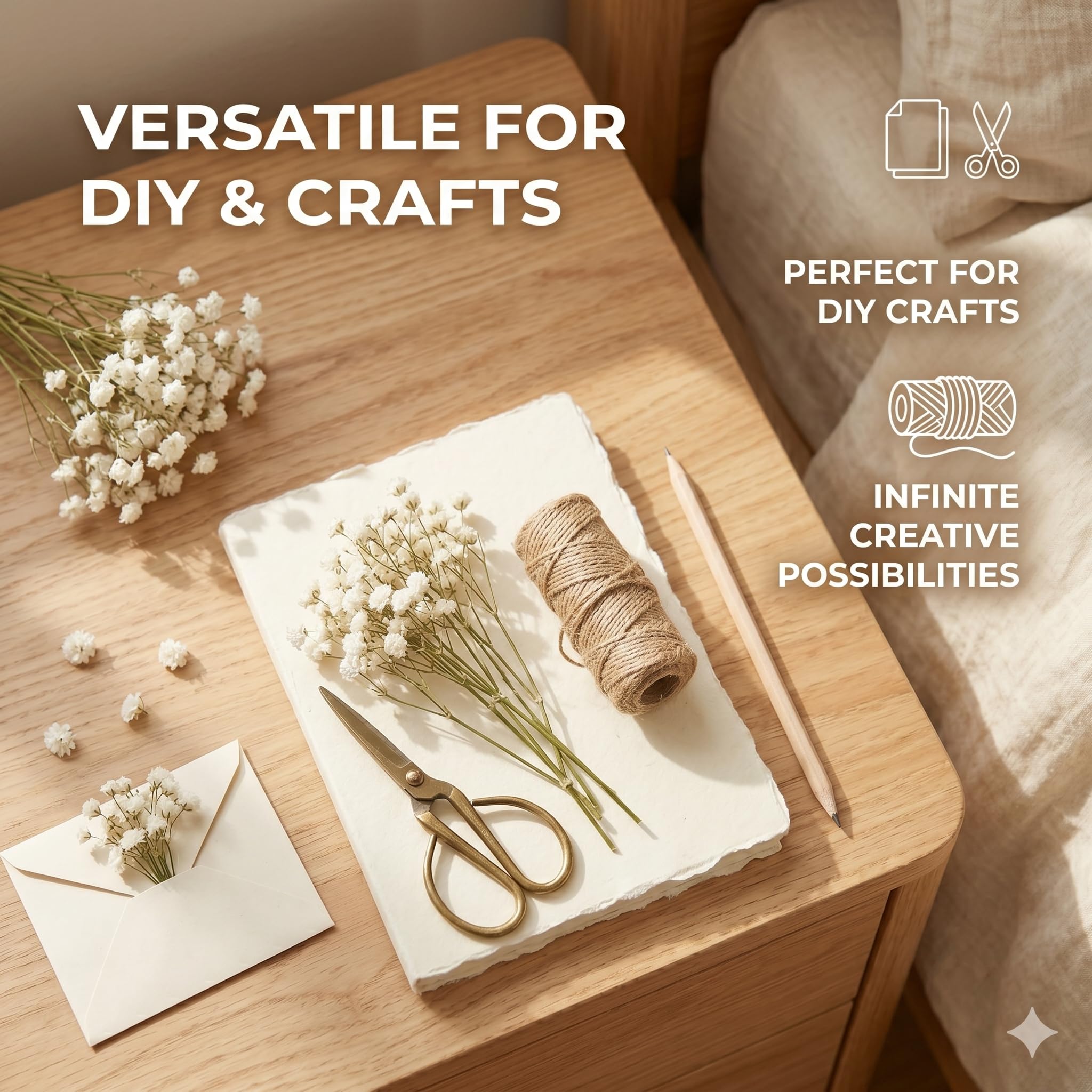 VINEST Gipsówka sztuczne suszone kwiaty do majsterkowania: 100 sztuk gipsówki suszone, naturalne, suszone kwiaty, mini suszone kwiaty, dekoracyjne, suche kwiaty, do samodzielnego wykonania ramek na