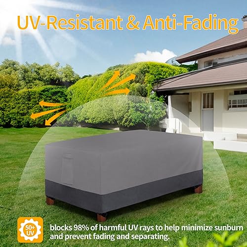 Miniatura 6 de Easy-Going Funda rectangular 600D resistente a los rayos UV e impermeable para muebles de patio al aire libre (72 pulgadas de largo x 44 pulgadas de