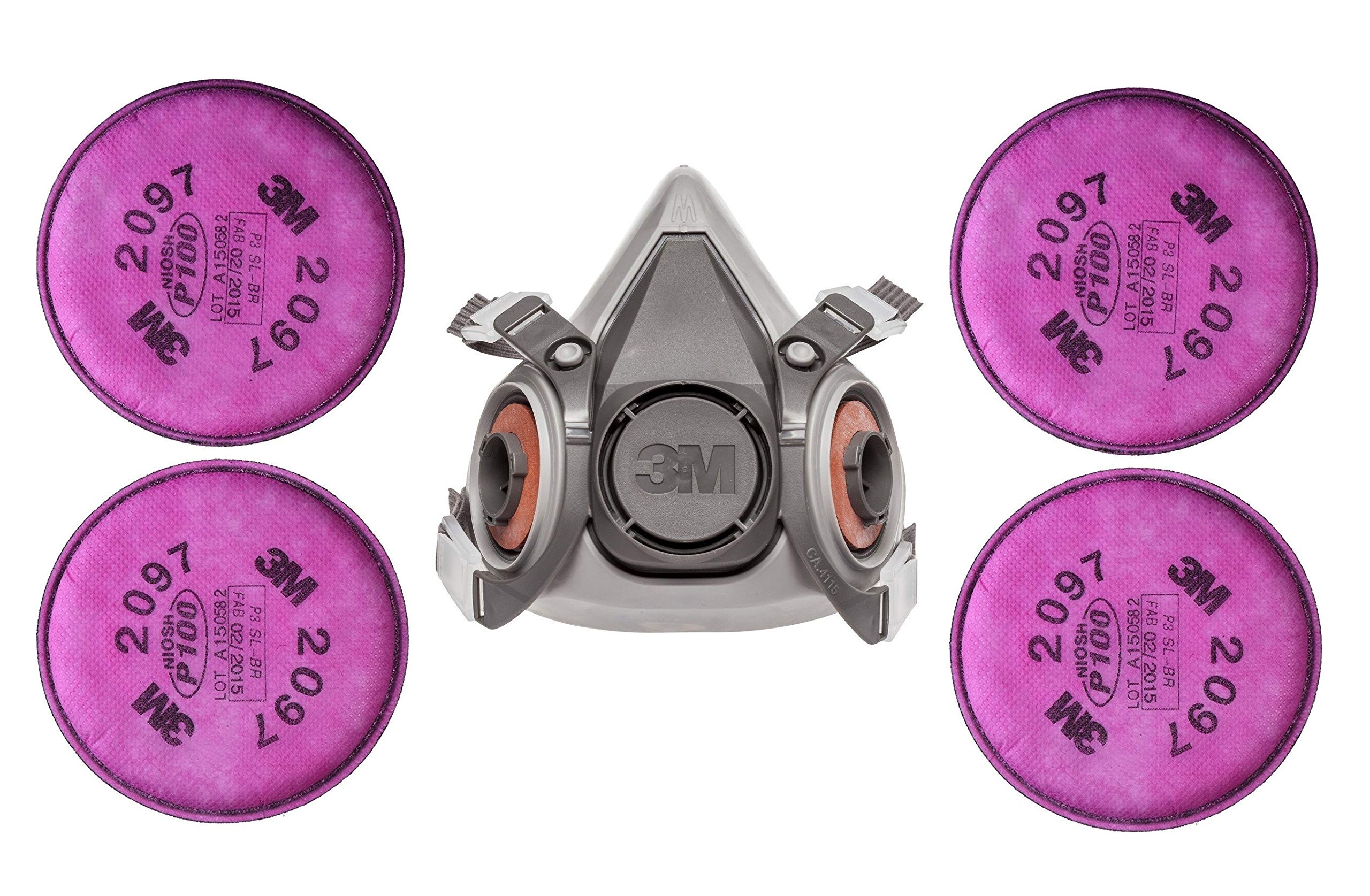 3M Unisex Combo of 6200 Medium Half Facepiece Reusable Respirator and 2097 P100 Particulate Filter with Organic Vapor Relief 2 Pair (Grey, Pink, NIOSH Certified) (B092R7S5V1) Amazon Price History, Amazon Price Tracker