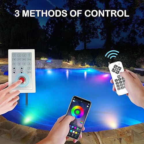 Miniatura 3 de Mopzlink Luces LED para piscina con control de aplicación y control remoto, luces sumergibles subacuáticas RGB regulables de 20 W, luz de piscina