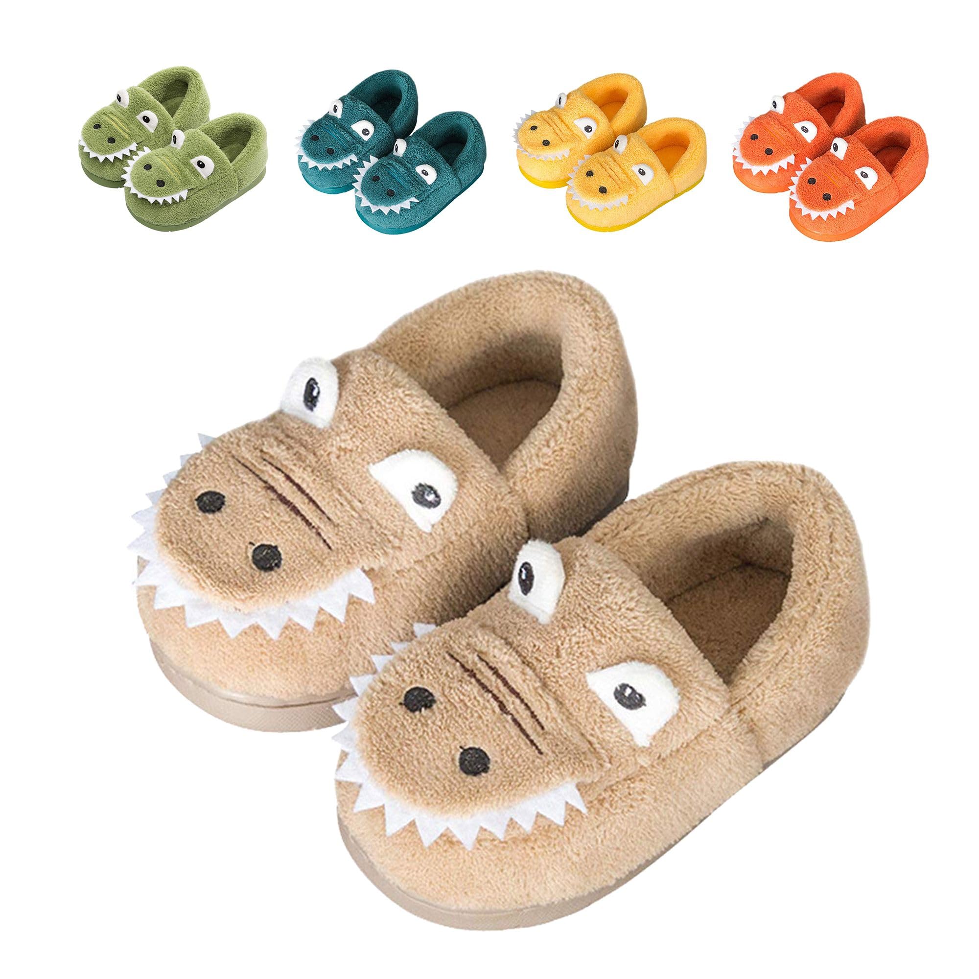 JACKSHIBO Toddler Slippers Boys Girls Little Kids Dinosaur House Shoes Cute Bunny Slipper for Home Indoor Winter Bedroom Non Slip Soft Plush Rabbit