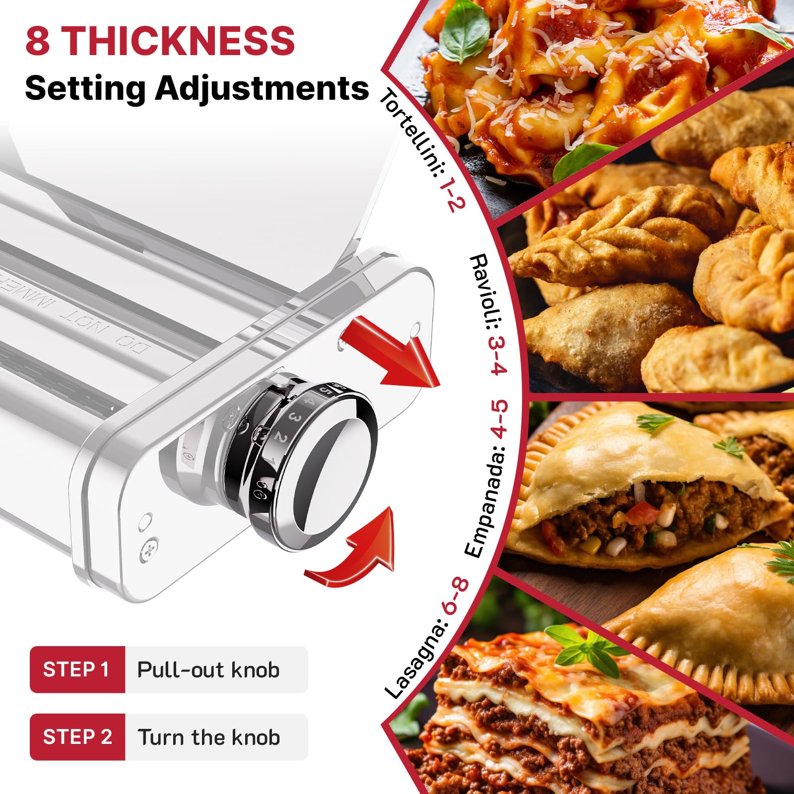 COFUN Accesorio para Pasta para KitchenAid - Accesorio para Pasta 3 en 1 de Acero Inoxidable Que Incluye Cortador de Fettuccine, Cortador de Espaguetis y Rodillo para Pasta, con Placa guía