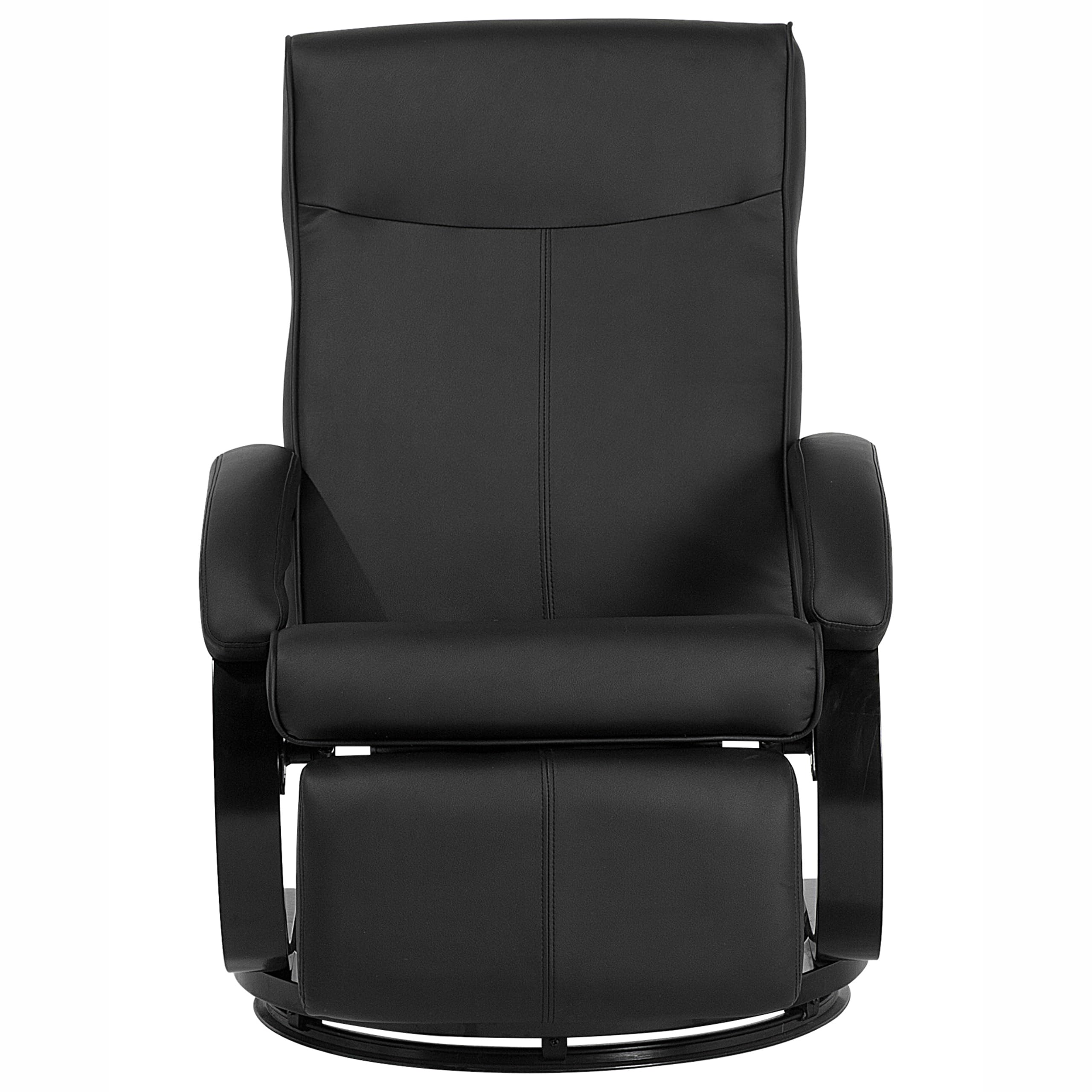 Beliani Fauteuil Inclinable en Cuir PU Noir avec Rembourrage Épais et Repose-Pied pour Salon au Design Moderne et Élégant
