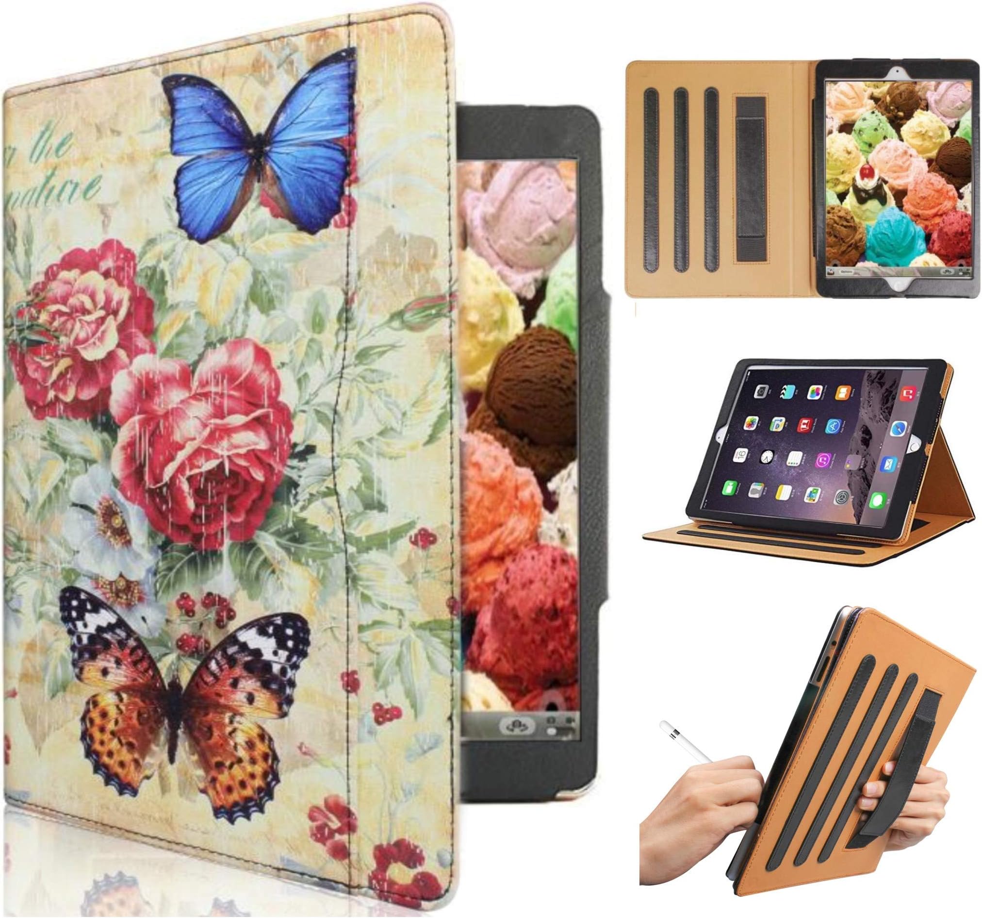 IPad 6th Generation Case, Ipad Air 1st Generation Case,for Model A1893/A1954 A1822/A1823 A1474 A1475 A1476 (Blue Butterfly)
