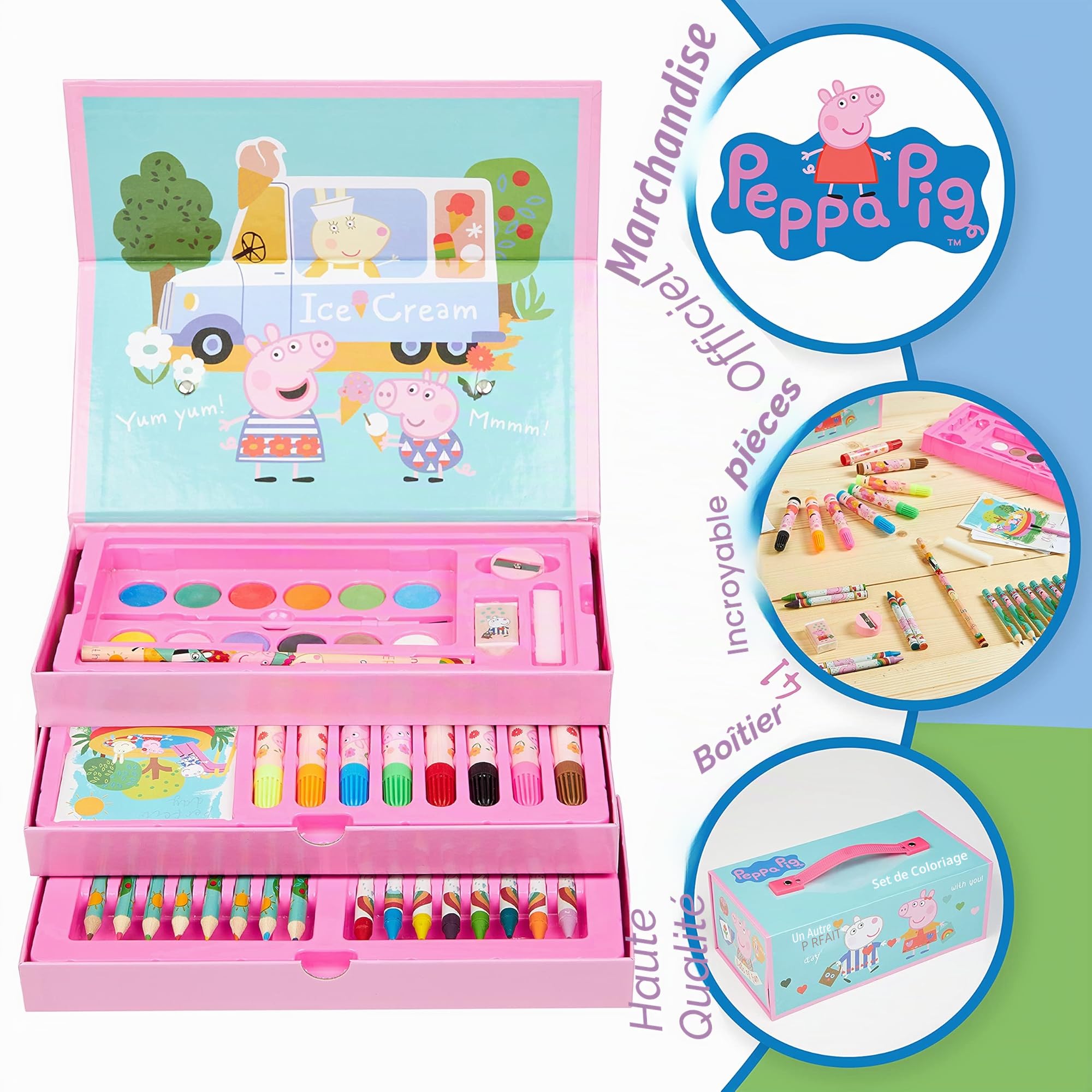 Peppa Pig Coloriage Enfant, Malette Dessin Enfant, Crayons de Couleur, Feutres Coloriage & Peinture