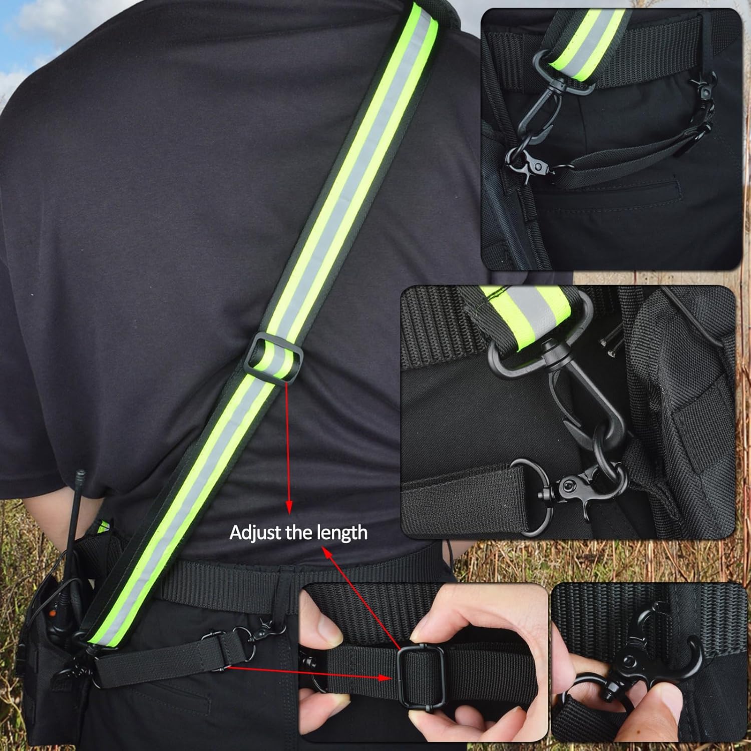 HYS Walkie Talkie Holster Adjustable Reflective Shoulder Strap with Thick Padded Non-Slip, Molle Radio Pouch-Anti-Sway, for Motorola APX6000 APX8000 APX Series President Cobra Uniden Handheld CB Radio