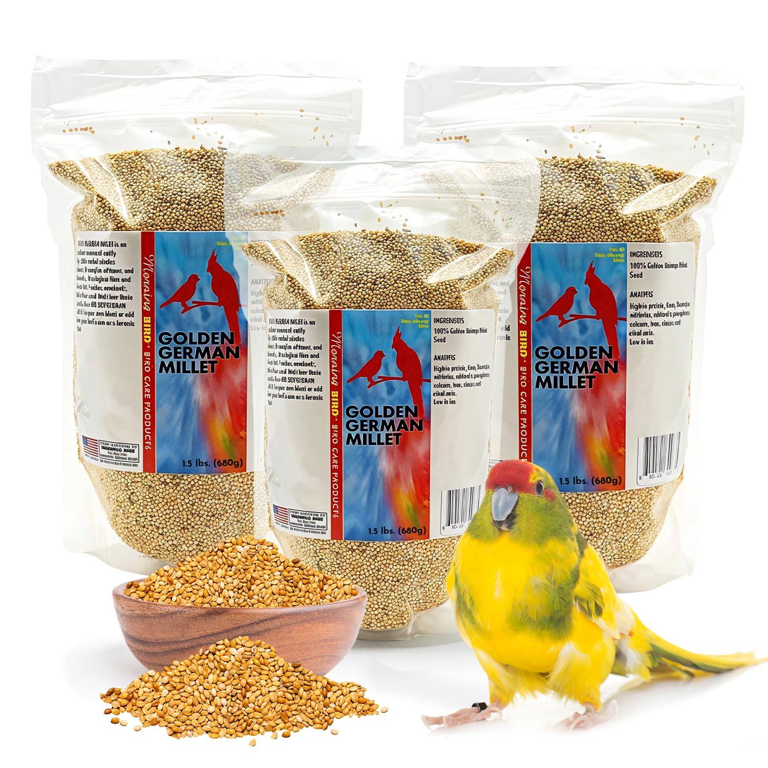 Morning Bird Golden German Millet – Bird Seed & Parakeet Food with Protein & Vitamin B – Easy-to-Digest Millet Seed, Natural Food & Daily Nutrition