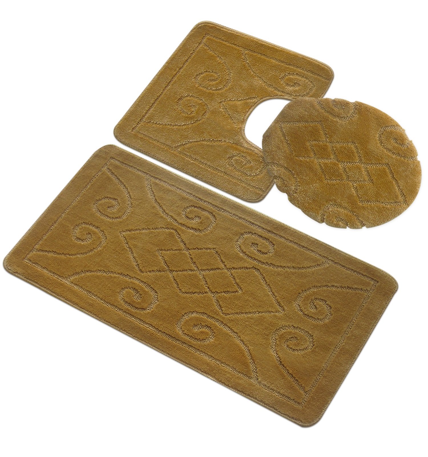 Daniel's Bath 3PC Gold Angela Twist PP Bath Mat