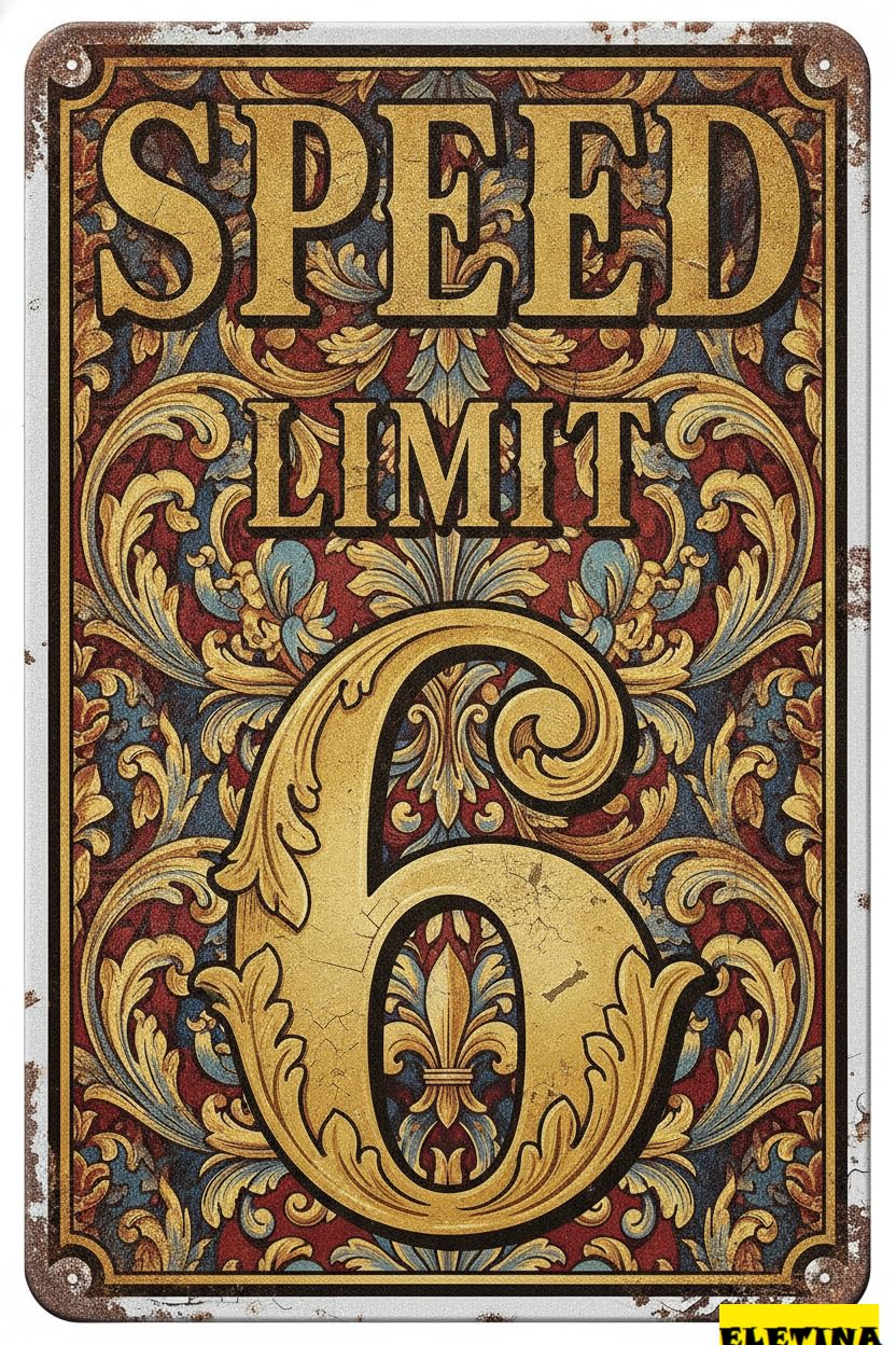 Speed Limit 6 Birthday Gift Aluminum Metal Kids Room Decor Private Roads Neighborhoods Parking Lots 8x12in