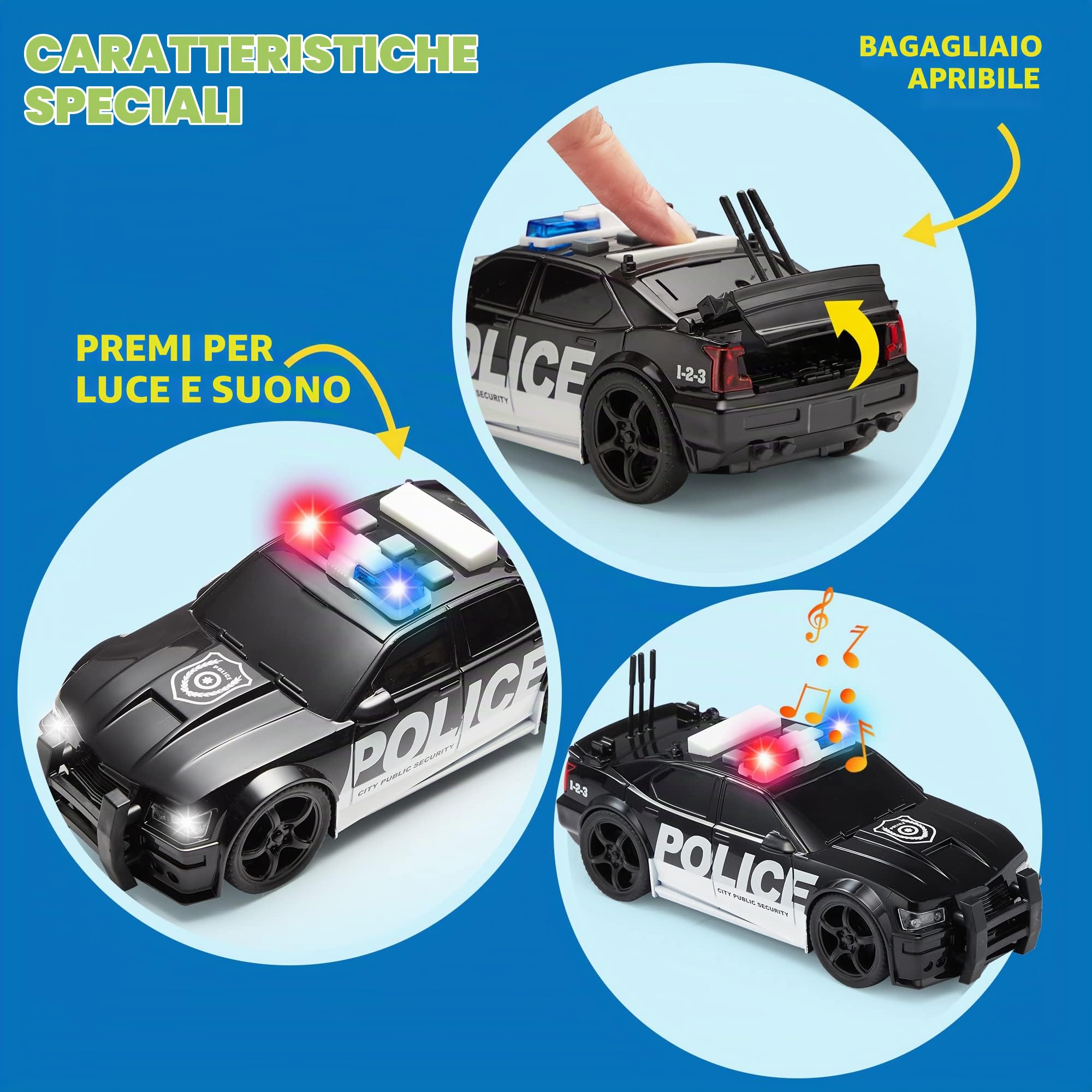JOYIN Set di 4 set di gioco City Hero alimentati da Attrito, comprendente un camion dei pompieri, un'ambulanza, un'auto della polizia e un elicottero di soccorso