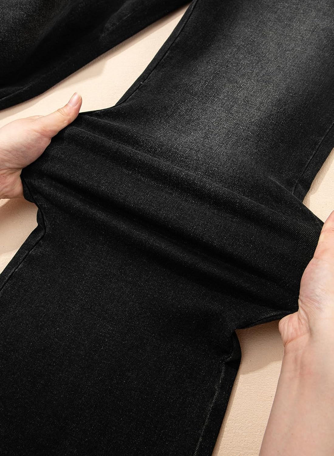 Sidefeel Women's Flare Jeans High Waisted Bell Bottom Stretchy Patch Hem Denim Pants with Pockets