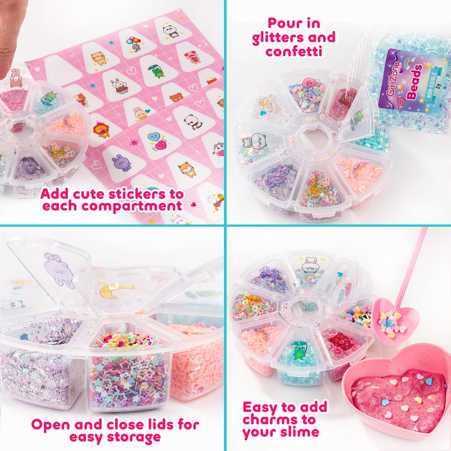 GirlZone My Cutie Pie Slime Kit, Fun Slime Making Kit for Girls to Make Butter Slime and Slime for Girls Keychains, Sensory Slime Kits for Girls