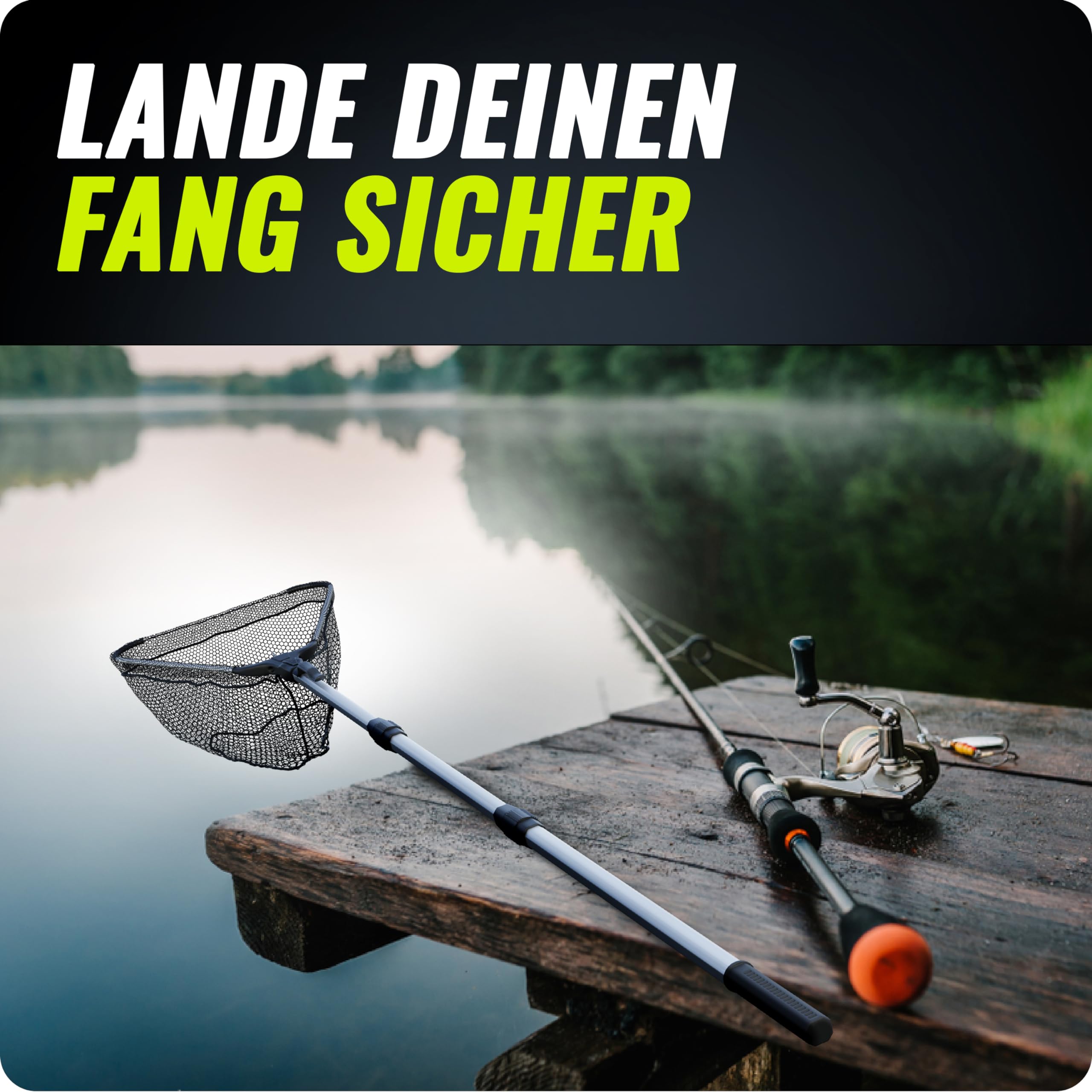 Paradox Fishing Gumowany podbierak 1,6 m/2,1 m I teleskopowy podbierak wędkarski gumowany podbierak do wędkowania i podbierak gumowany - podbierak wędkarski