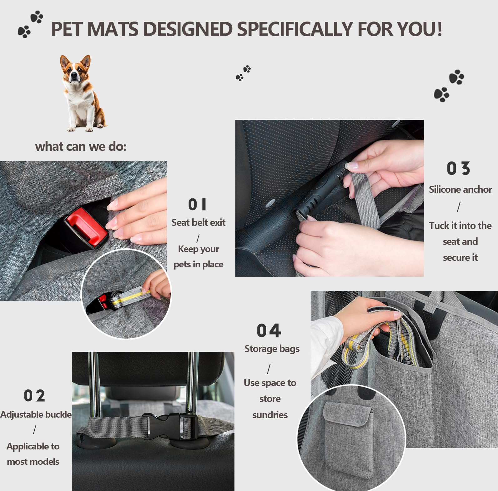 hundedecke Auto rückbank für Tesla Model 3, Kratzfeste & Wasserabweisende hundesitz Auto rückbank Pflegeleicht hundezubehör Hunde autositz rückbank,Grey