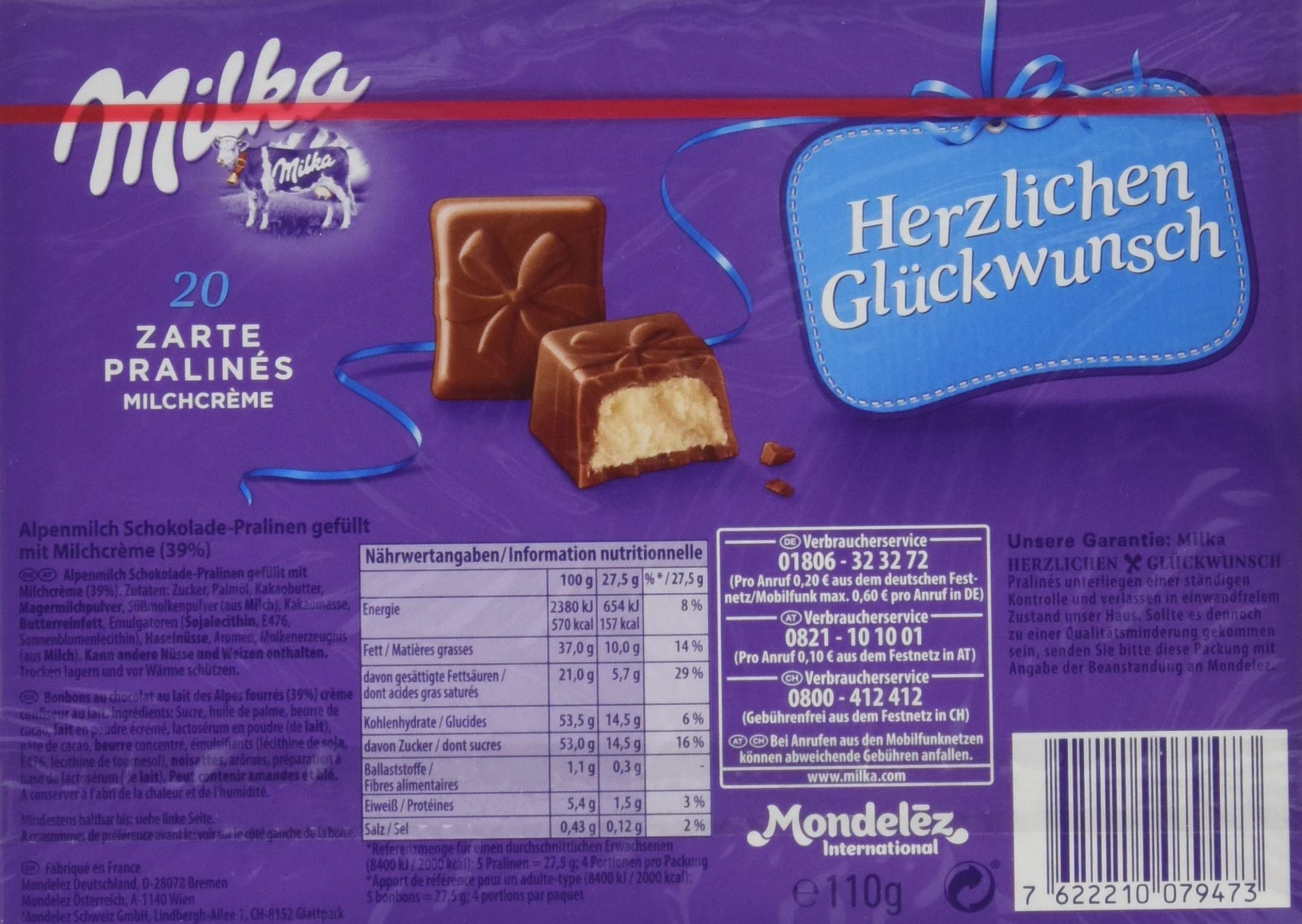 Milka Herzlichen Glückwunsch Milchcrème, 10er Pack (10 x 110 g)