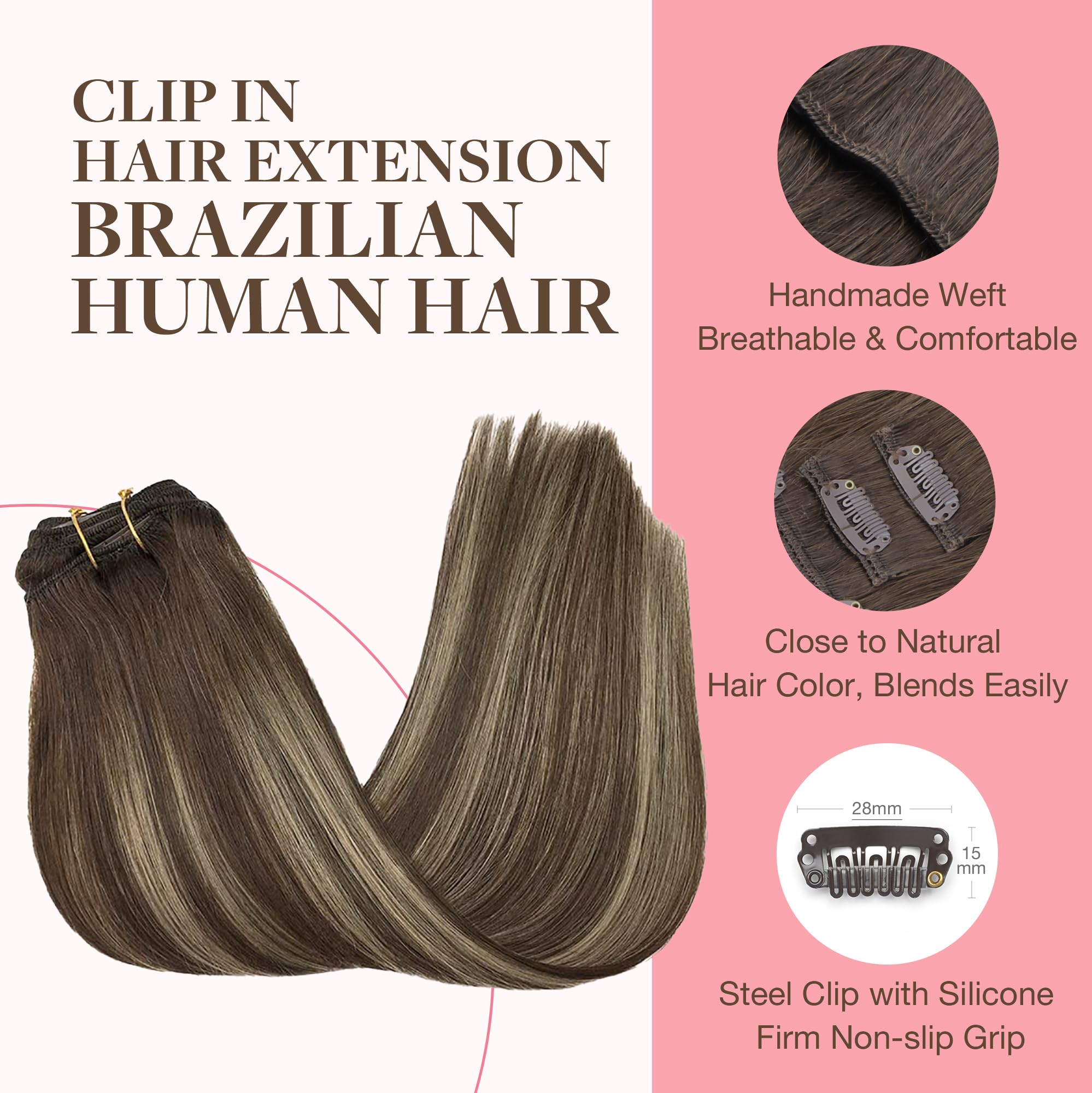 Amazon.com : GOO GOO Clip in Hair Extensions Real Human Hair 