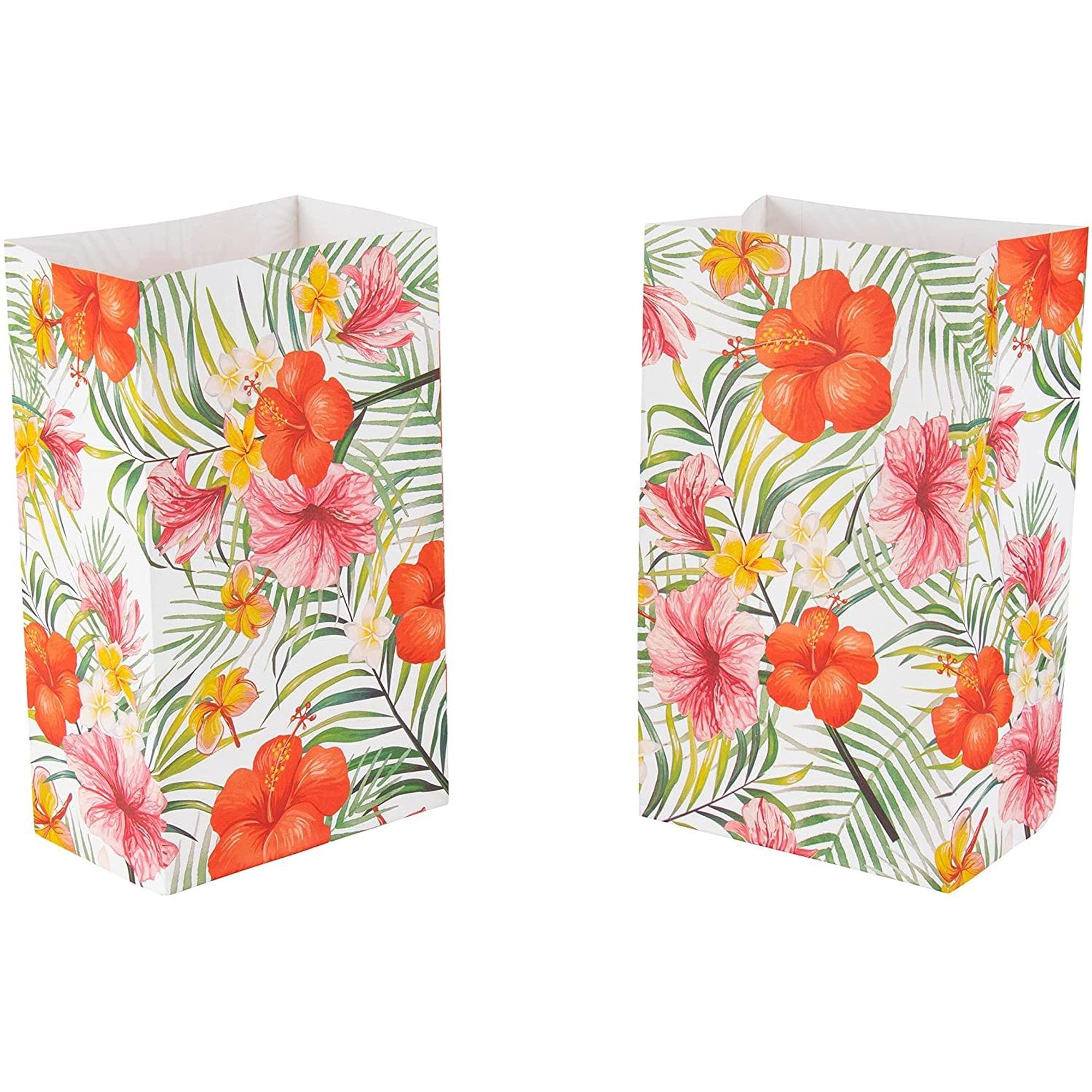 BLUE PANDA Luau Party Supplies, Paper Goodie Bags (36 Pack)