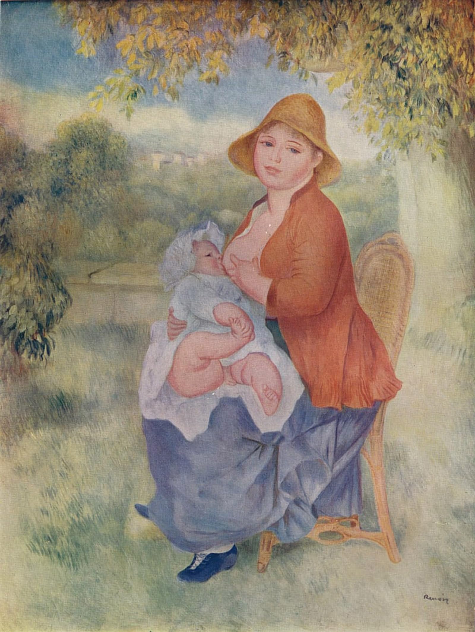 SERENDIPITP Abstract Painting Mural Print Picture Wall Decor Painting Madame Renoir Allaitant Son Enfant by Pierre Auguste Renoir Vintage Wall Artwork for Home Decor 60x90cm