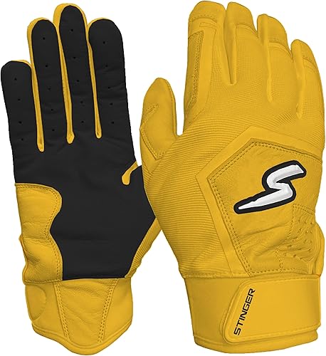 Stinger Sports Guantes de bateo tradicionales de puño corto (Sting Squad y Color Crush) – Guantes de béisbol y sóftbol para adultos y jóvenes –