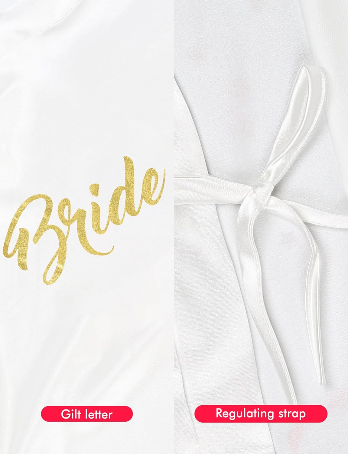 EPLAZA 7 Pcs Bride Bridesmaid Robes for Wedding Bridal Party Women Short Silky Satin Robe Kimono with Gold Glitters - Image 5