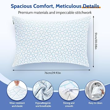 A-Pce Adjustable Loft Cooling Pillows 2 Pack Hotel Quality (76x51cm) | Super Support Memory Foam Pillow with Removable Pillowcase Hypoallergenic & Dust Mite Resistant for All Sleepers