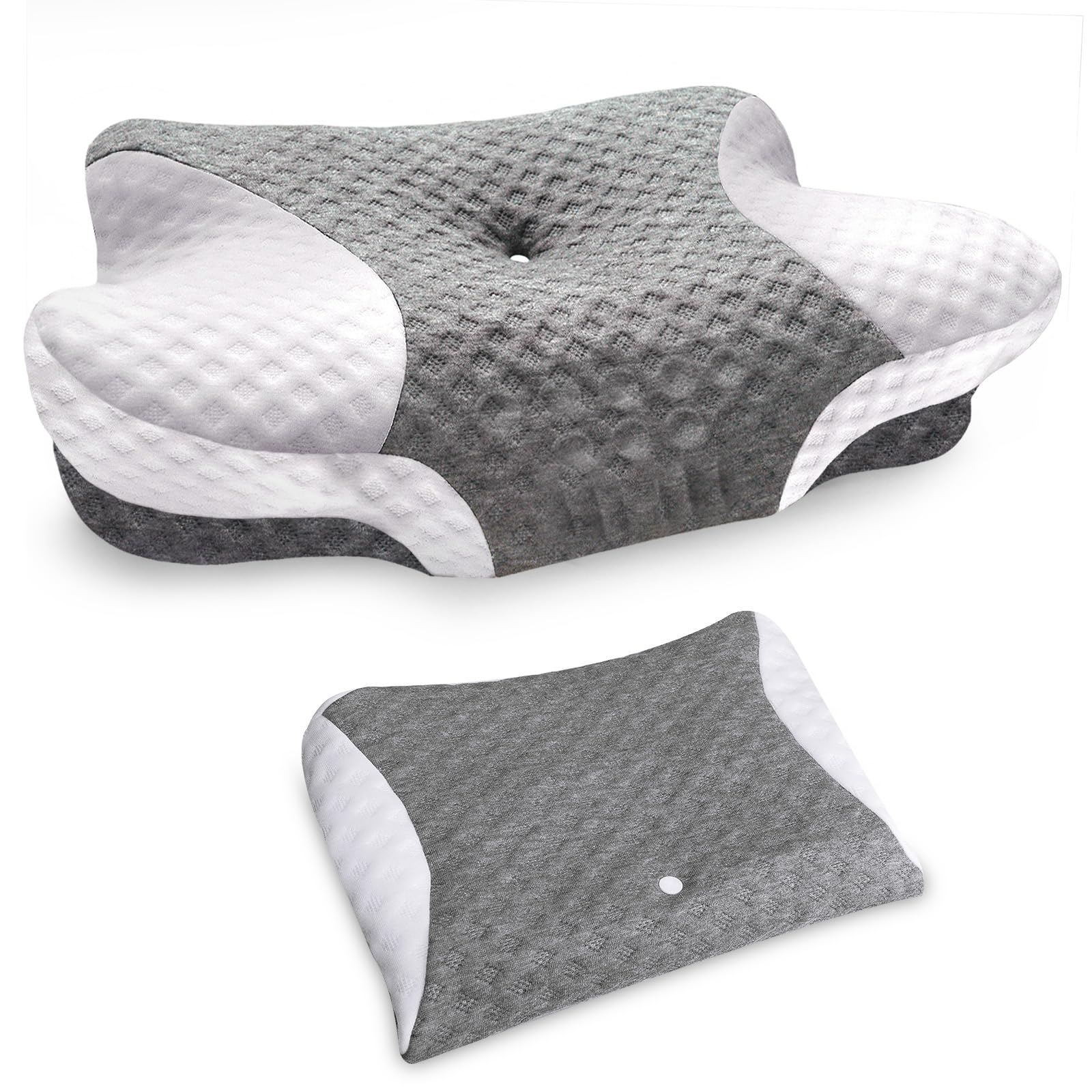 VJASD Pillowcase Cervical Neck Pillows - 1 Pack Ergonomic Case Smooth & Soft Pillowcase - Grey Pillow Cover with Zipper