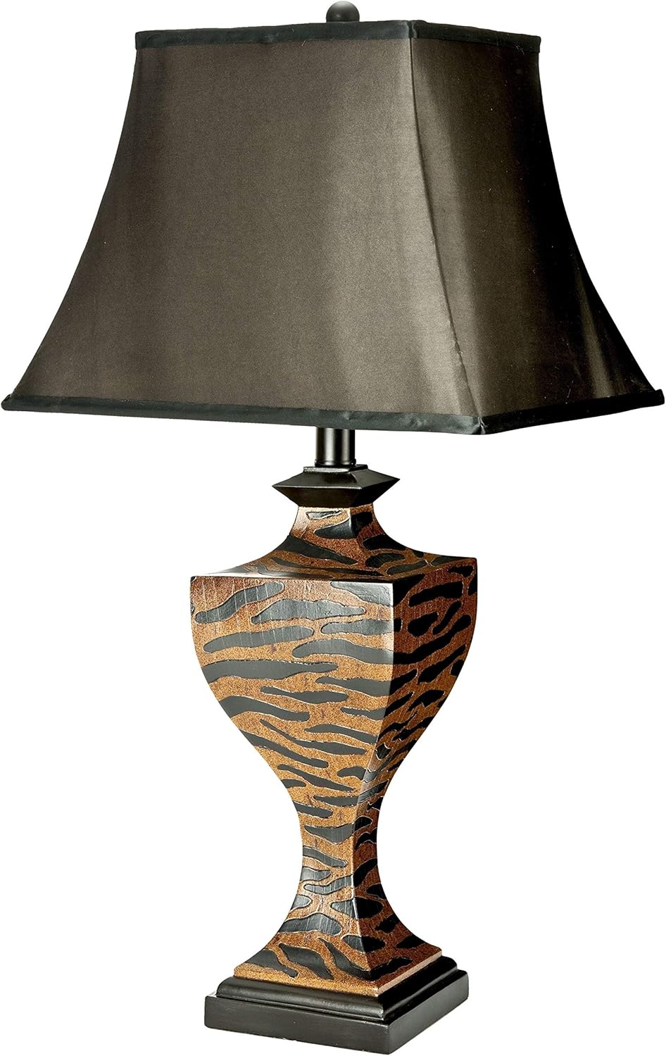 SAFAVIEH Lighting Collection Sahara Brown Zebra/ Black Shade 32-inch Bedroom Living Room Home Office Desk Nightstand Table Lamp (LED Bulb Included)