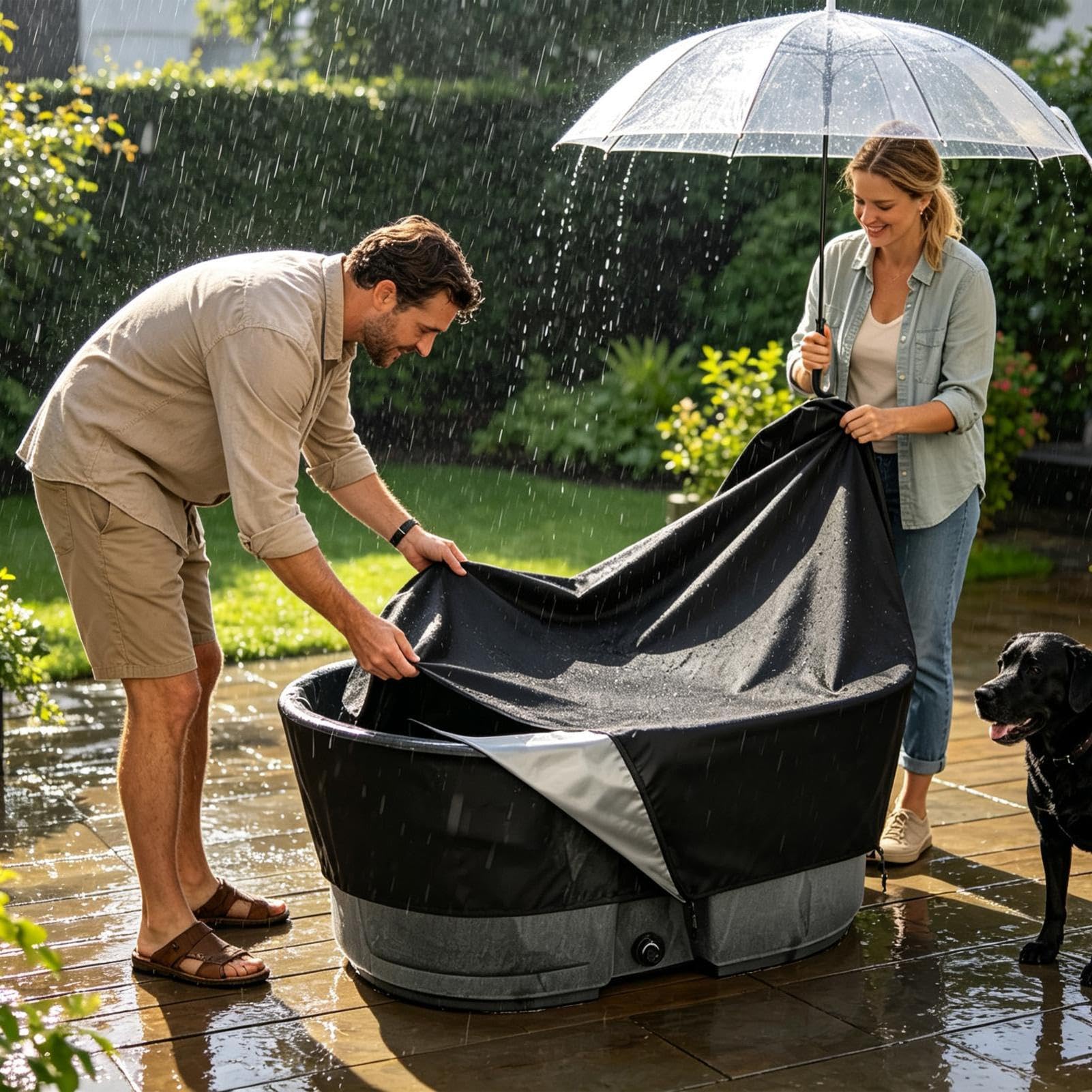 Copertura ovale per piscina in tessuto Oxford 420D, protezione antipolvere