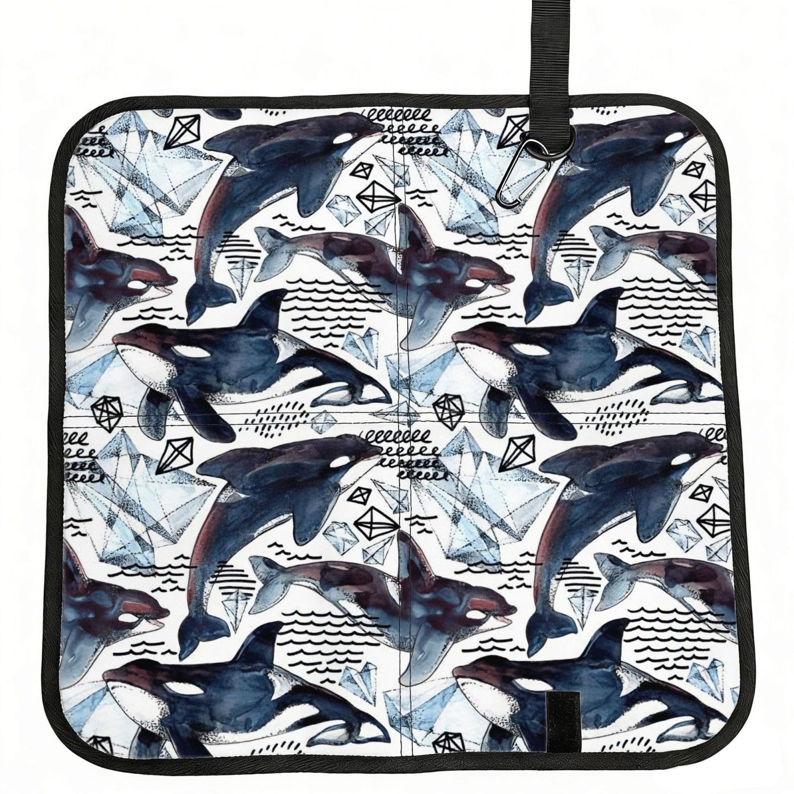 bghdfa Killer Whale Print Outdoor Sitting Mat Waterproof Oxford Cloth Seat Cushion Folding Foam Camping Seat For Picnic
