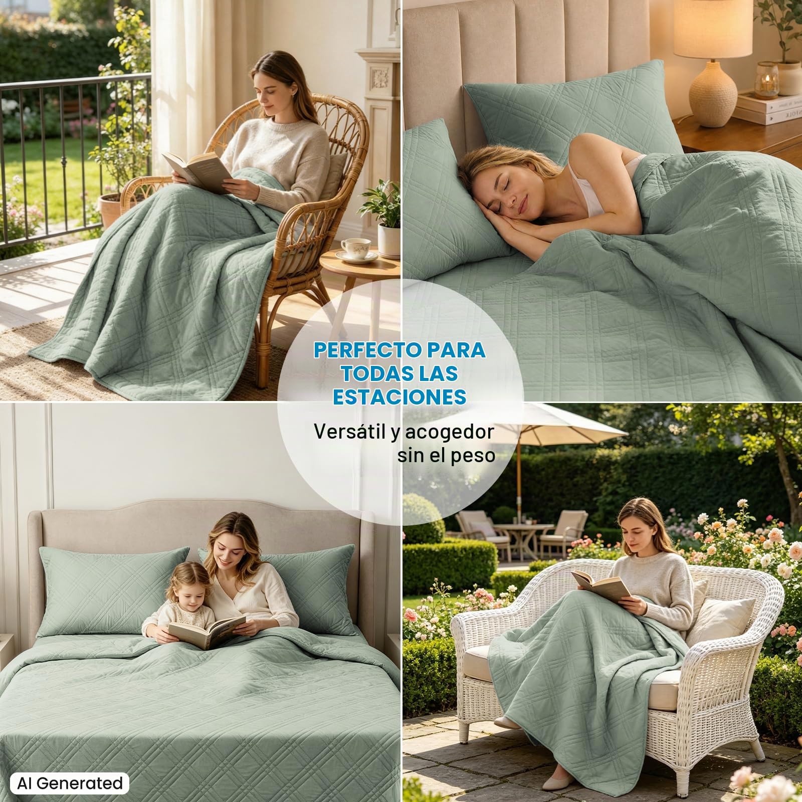Colcha para Cama, 220x260cm, Colchas De Verano Diseño De Rombos, Cubrecama Colcha De Microfibra, Cubrecama Multiusos, Moderna, Suave Y Ligera, para Cama O Sofá, Verde Claro