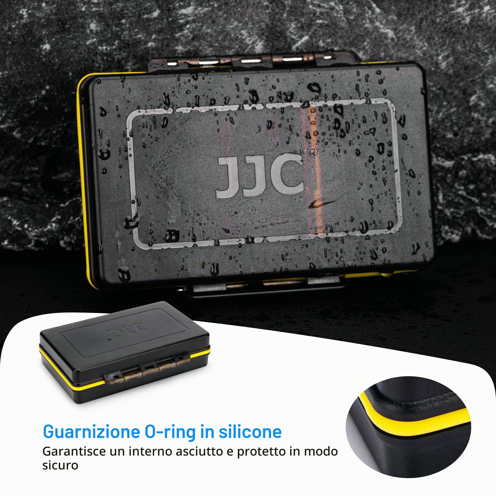 JJC AAA AA Battery Organizer Custodia con Tester per Batteria, Portatile, Impermeabile, Contiene 8 Batterie AA e 2 Batterie AAA