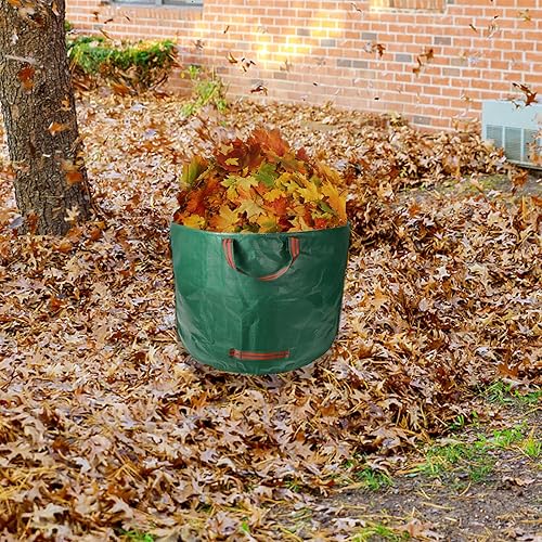 Miniatura 5 de Gulastava Bolsas de basura reutilizables de hojas para jardín y patio, paquete de 3, material grueso duradero de 16 galones