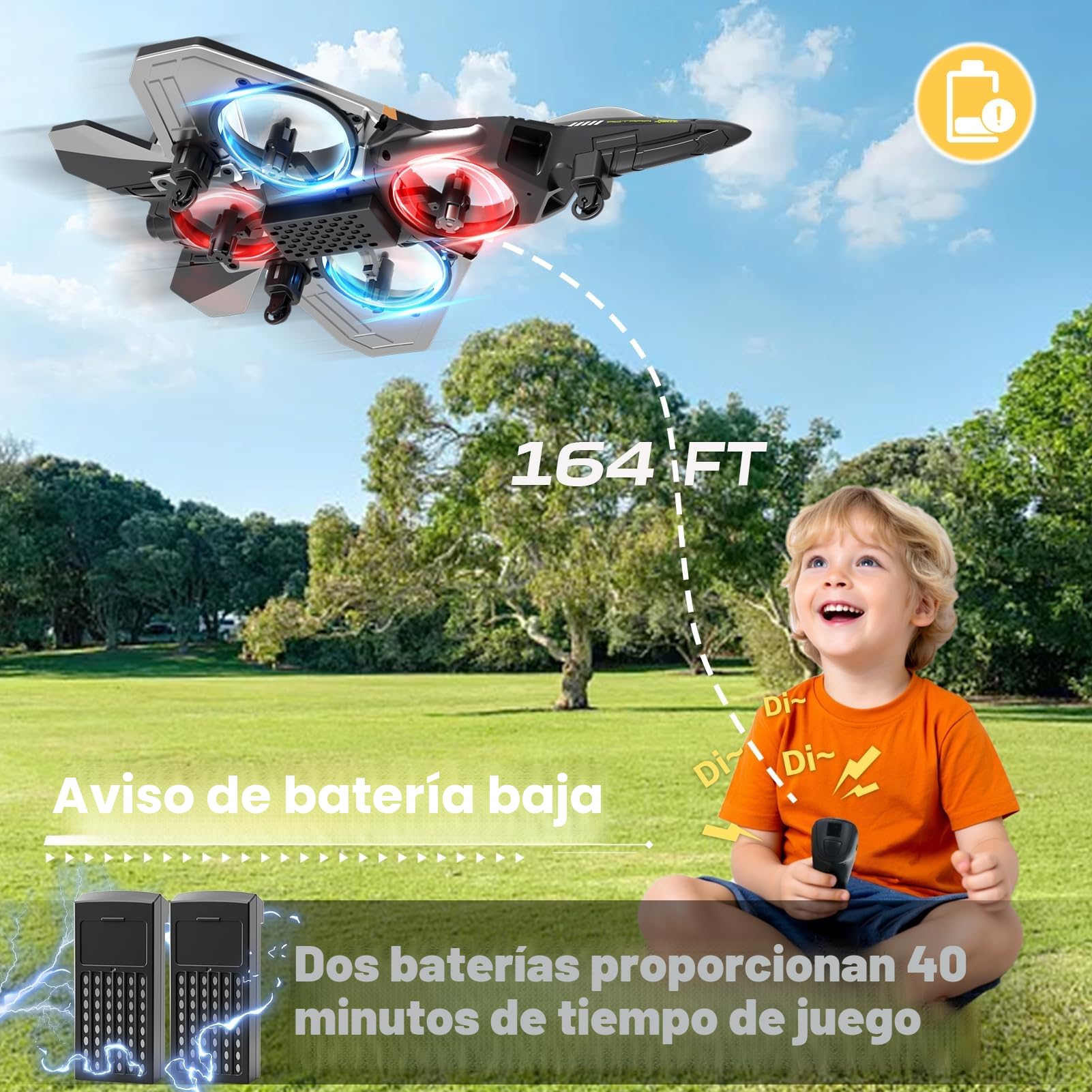 4DRC V17 - Avión teledirigido de 6 Canales, con función Gravity Sensing Stunt Roll Cool Light, avión teledirigido de 2,4 GHz, Planeador Volante a Distancia, fácil de pilotar para Adultos, niños