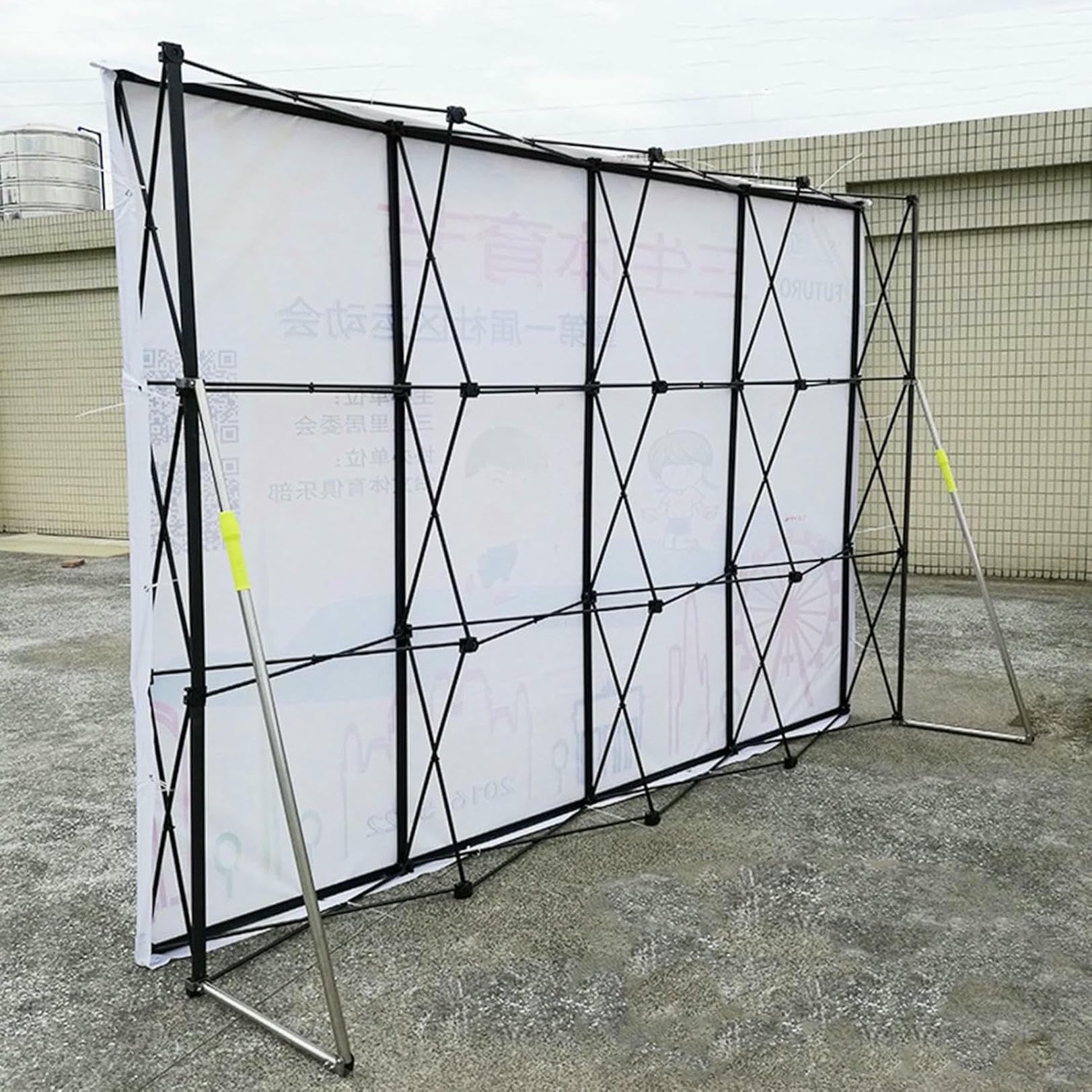 Supporto per fondale Pop-up per Esterni, Supporto per Banner Pieghevole, Cornice per Poster pubblicitari, con Barra di Supporto Extra (2,3 m (7,5 Piedi) H x 1,55 m (5 Piedi) L)