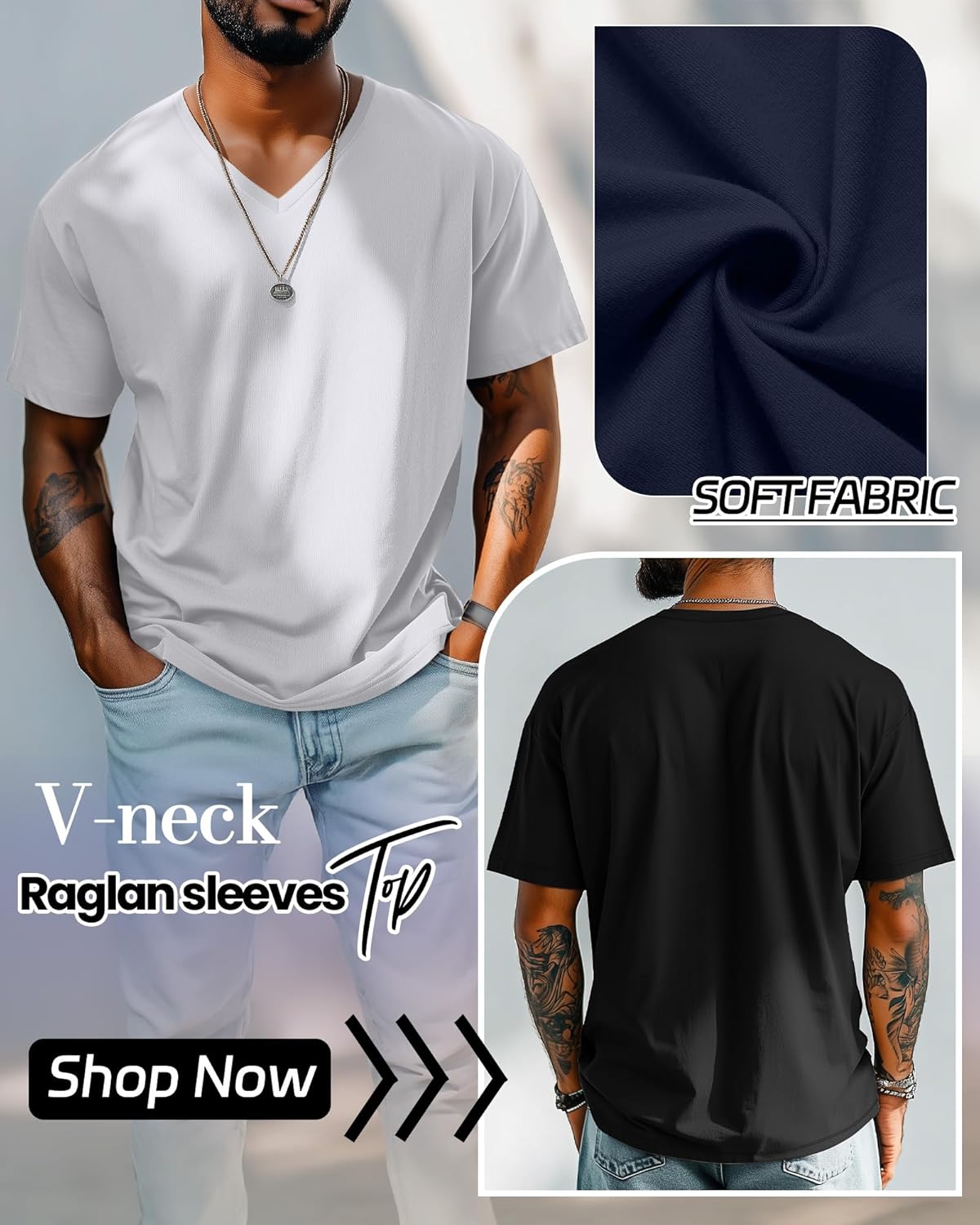 5 Pack Men's Big and Tall Shirts Casual V Neck Short Sleeve Tees Summer Cotton Basic T Shirts Multipack - Image 6
