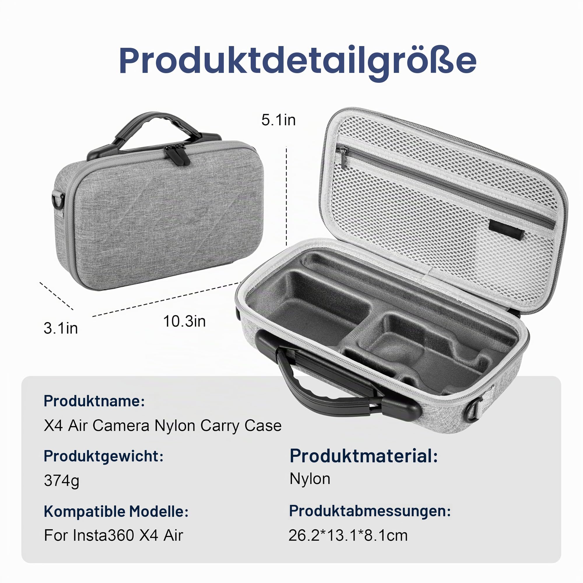 X4 Air Tasche Hülle für insta360 x4 Air Objektivschutz Tragetasche Schutzhülle Hartschale Case Reiseschutz mit Karabiner für Insta 360 Zubehör