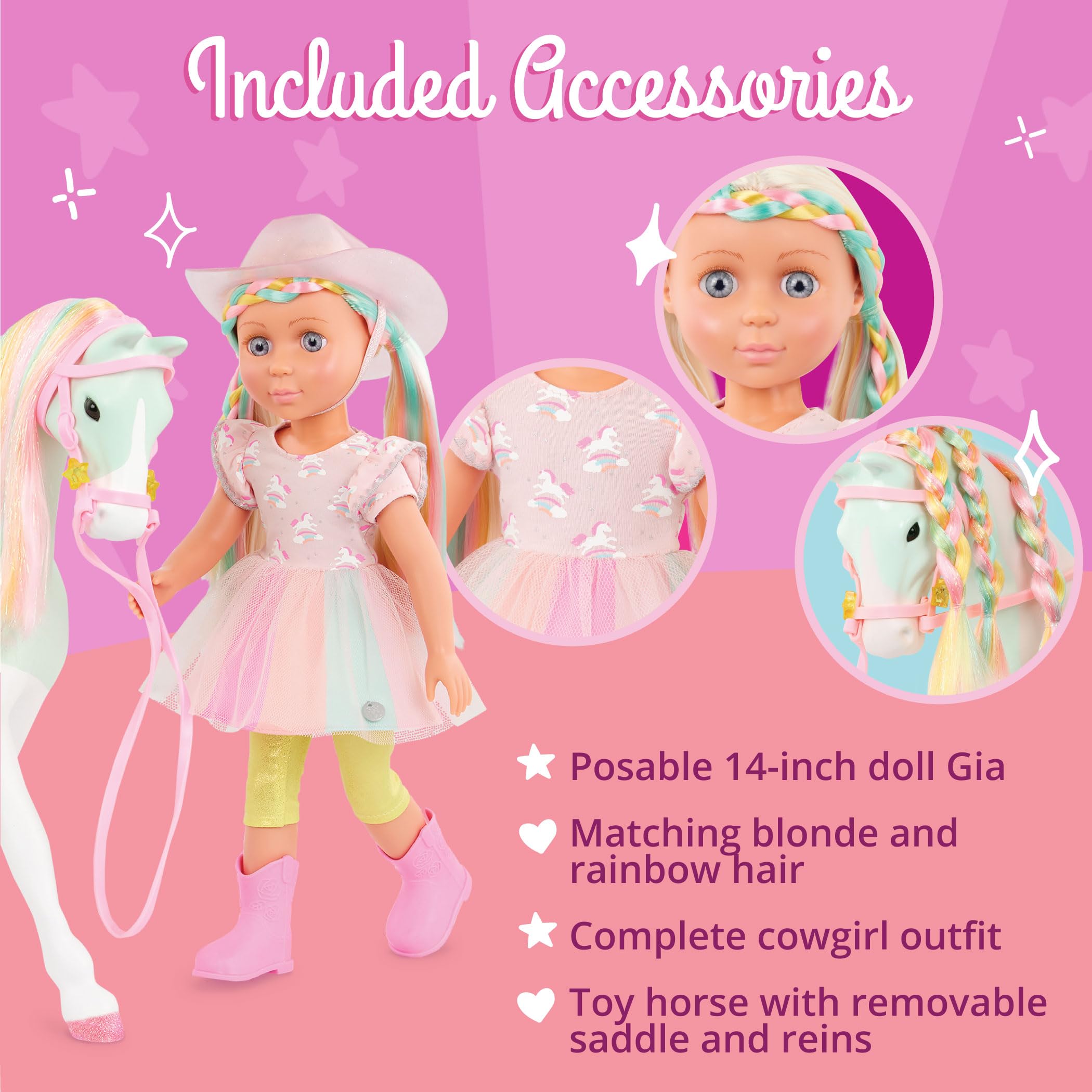 Muñeca Glitter Girls Sunnie Con Patines Y Accesorios – Pelo Largo Rubio Con Reflejos Rosas, Articulada, 36 Cm – Ideal Para Regalar Desde 3 Años