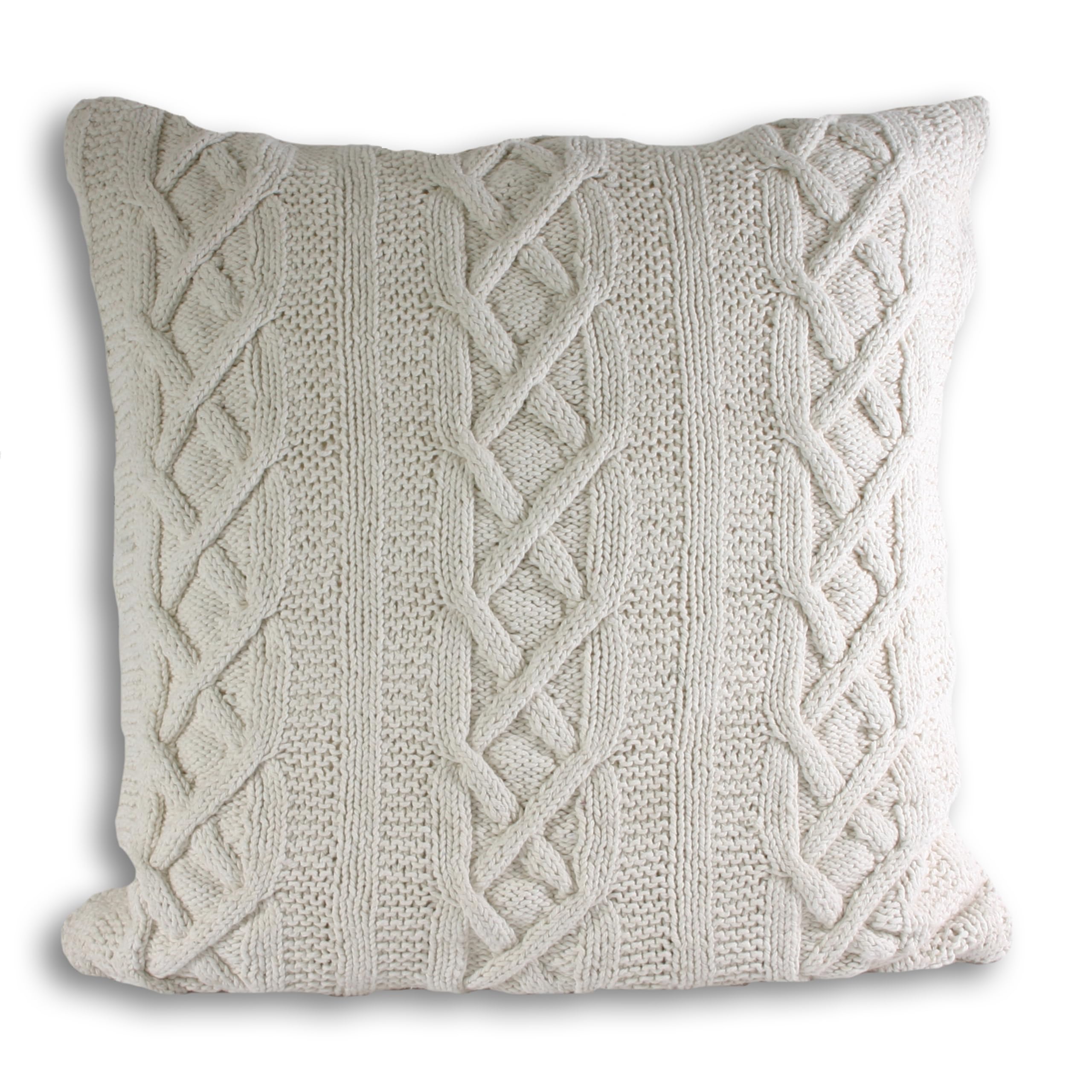 Coussin Garni de Plumes Paoletti Aran en Maille Torsadée Cocooning