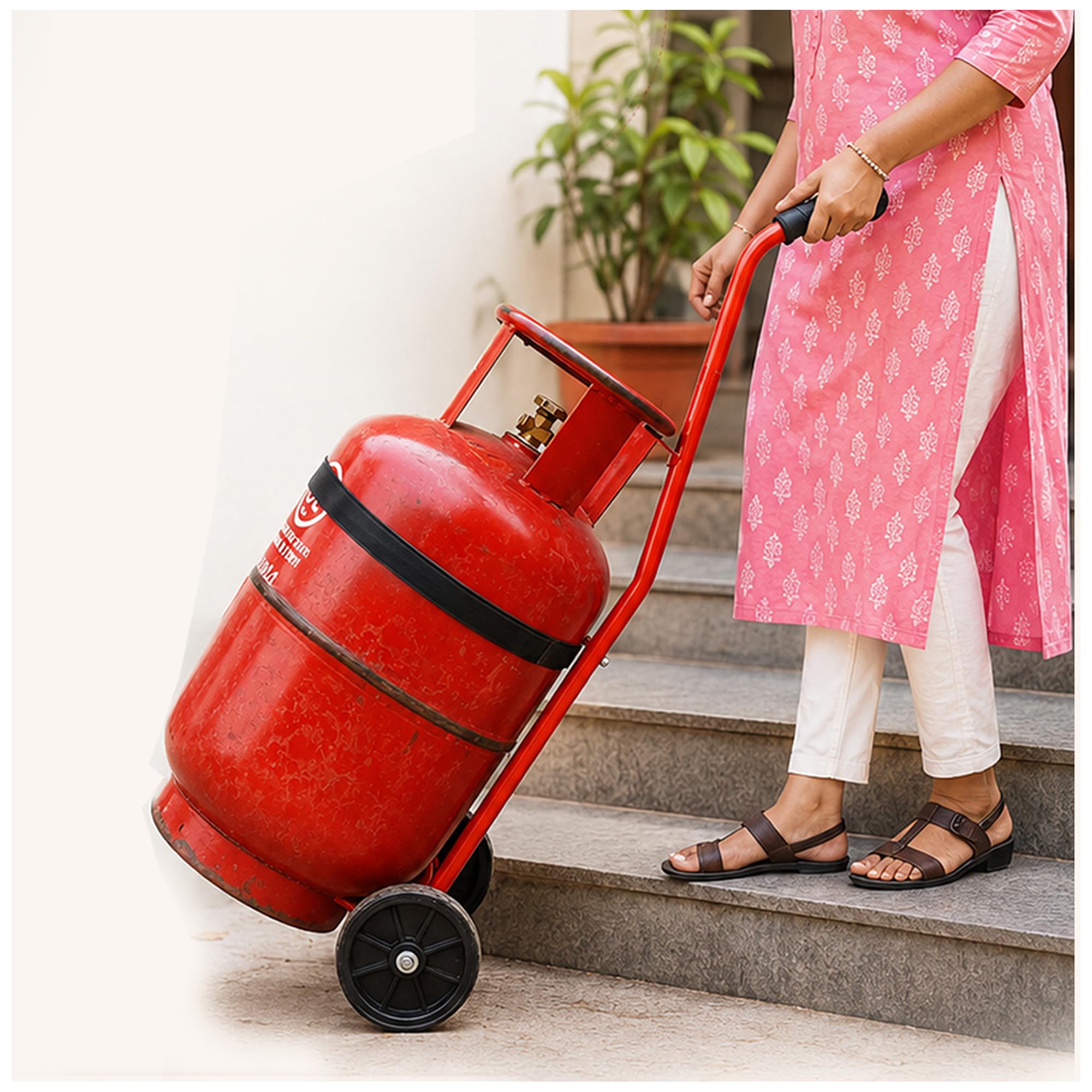 Heavy Duty LPG Gas Cylinder Trolley with Wheels | Full Metal | Durable LPG Cylinder Trolley | Easy Mobility | Ideal for Kitchen & Outdoor Use I Suitable for Domestic LPG Cylinders ONLY-image-42