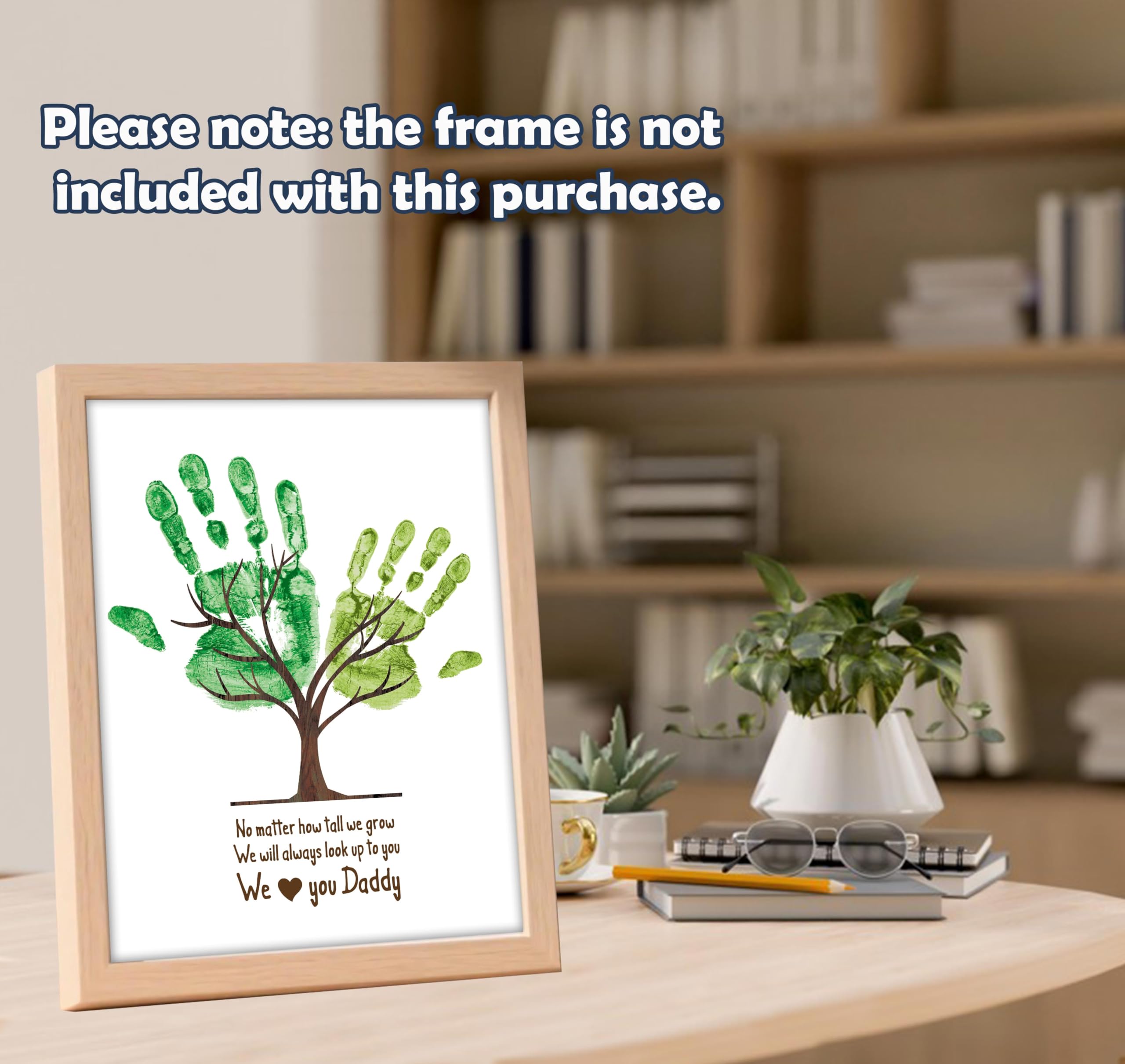 Árbol DIY Handprint Art Craft Recuerdo para papá, juego de 10 tarjetas, kit de huellas de manos de bebé, tarjeta del día del padre, regalo de recuerdo del día del padre para recién nacido para
