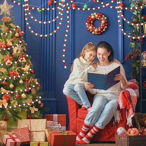 Miniatura 5 de Frienda Guirnalda de cuentas de madera de Navidad de 100 pies, decoración de árbol de Navidad con cuentas de madera, cuentas decorativas de granja,