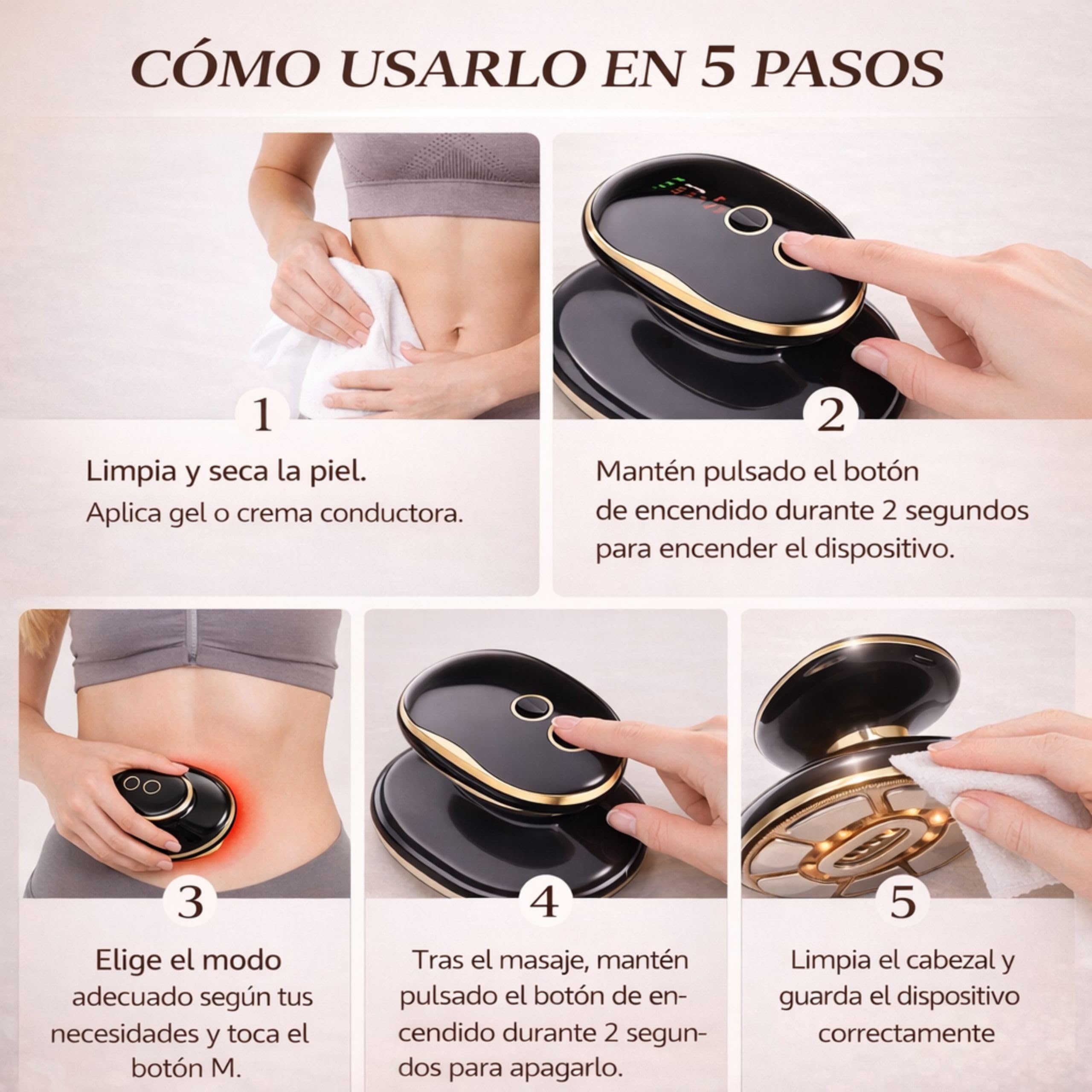 Radiofrecuencia Corporal y Masajeador Anticelulitico Reductor Potente 2026- EMS Electroestimulador Muscular - Luces LED - Tratamiento Anticelulitis y Flacidez para Abdomen,Brazos,Glúteos y Piernas